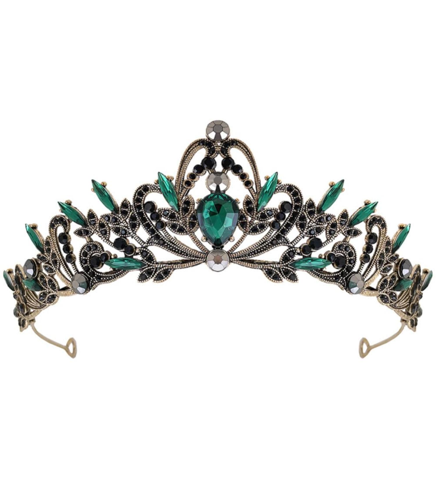 minkissy Baroque Princess for Women Black Leaves Headpieces with Purple Rhinestone Crown Halloween Costume Accessories Green - Buy Online on GoSupps.com