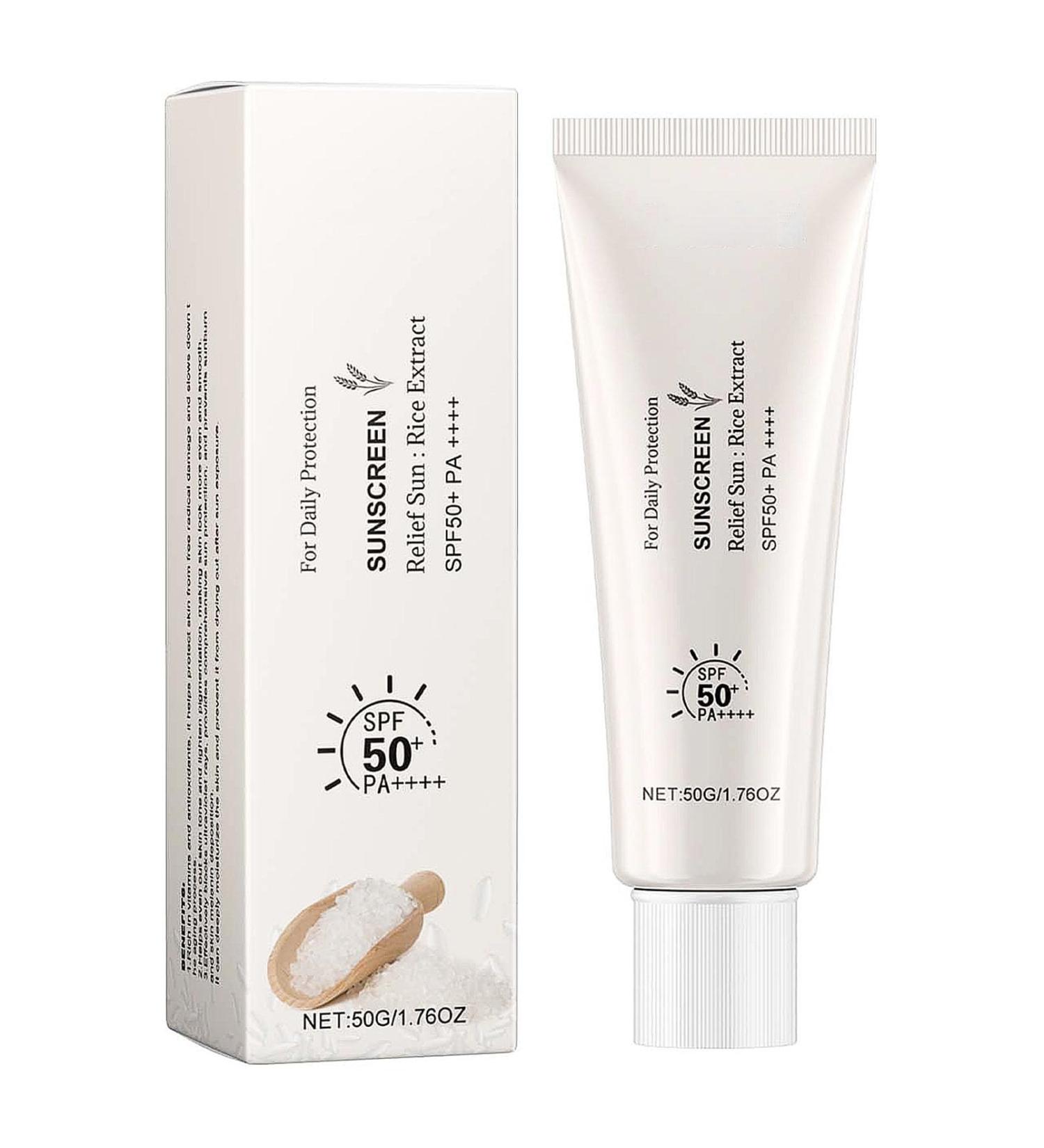 Sun Cream Spf 50 - Korea Skin Care Sun Cream - Non-greasy and Fast-Absorbing Suncream - Sunscreen with Titanium Dioxide Rice Extract - Face Sunscreen Protects Against Sunburns - Buy Online on GoSupps.com