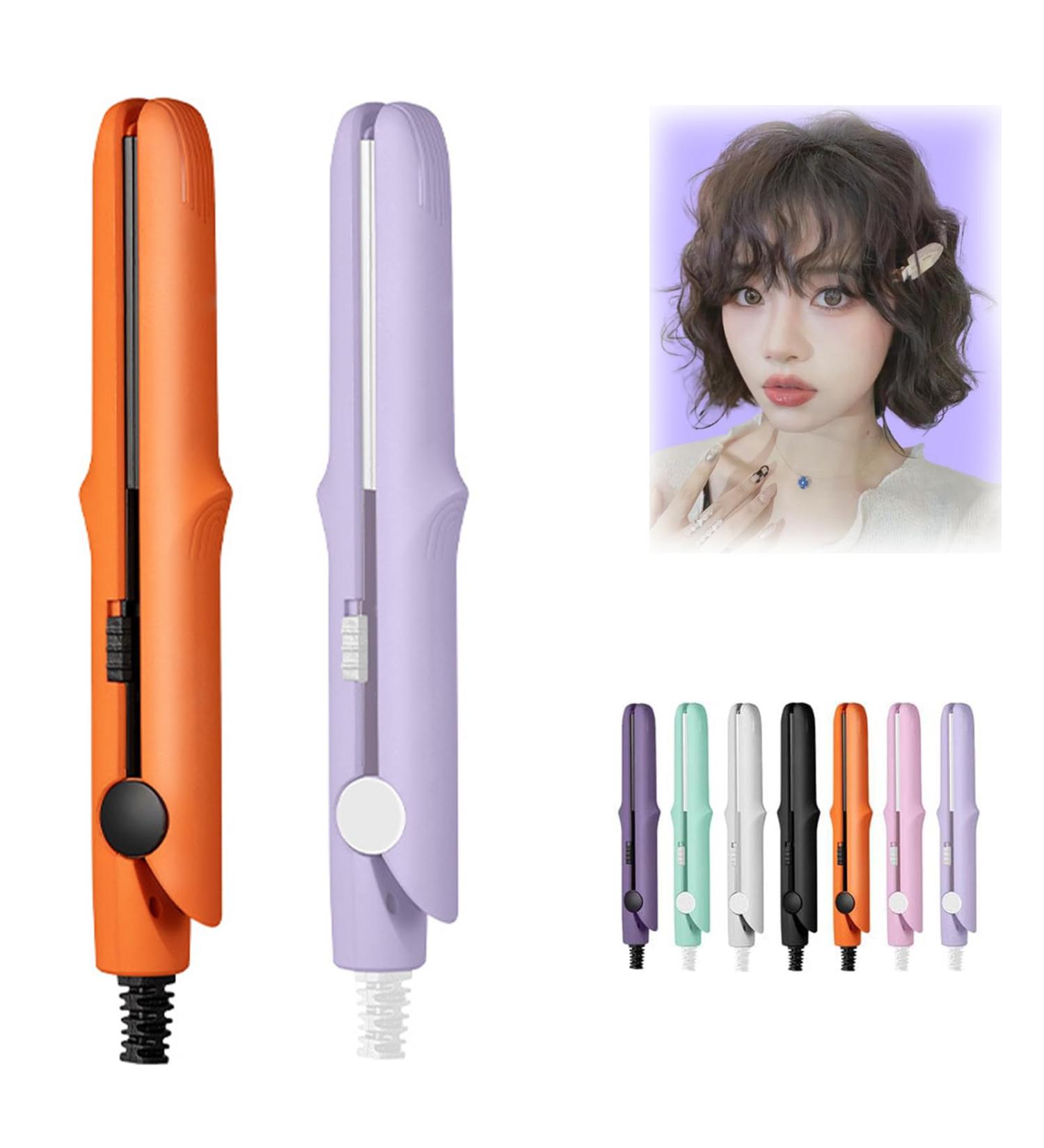 2-in-1 Mini Curling Wand & Flat Iron Hair Straightener Mini Dual Purpose Curling Iron Mini Curling Iron for Short Hair Portable Travel Curling Wand & Straightening Iron (2Pcs-D) - Buy Online on GoSupps.com