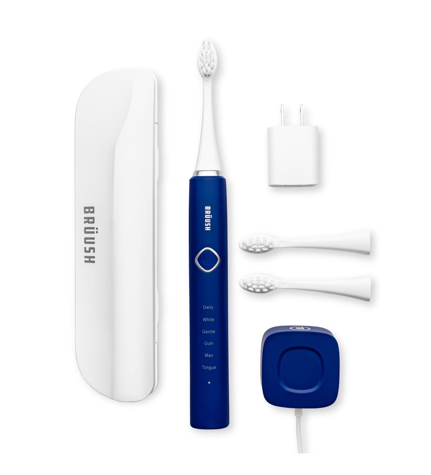 BRUUSH Electric Toothbrush Premium Set with 3 Replacement Heads - Cobalt Blue - Buy Online on GoSupps.com