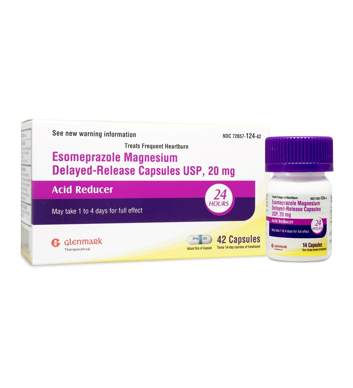 Buy Esomeprazole Magnesium 20mg - Delayed Release Capsules for Frequent Heartburn Relief - 42 Count - Fast International Shipping - Buy Online on GoSupps.com