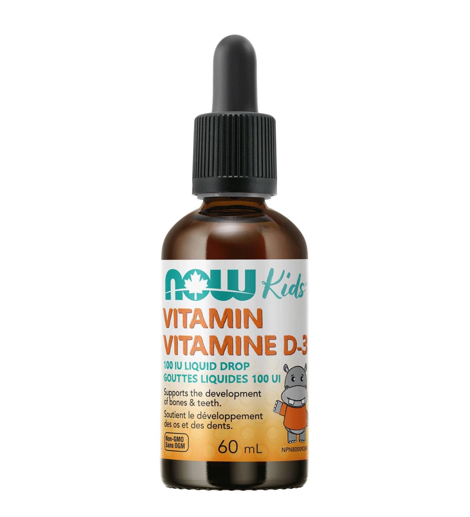 NOW Supplements Kids Liquid Vitamin D-3 Strong Bones* Structural Support* 60mL - Buy Online on GoSupps.com