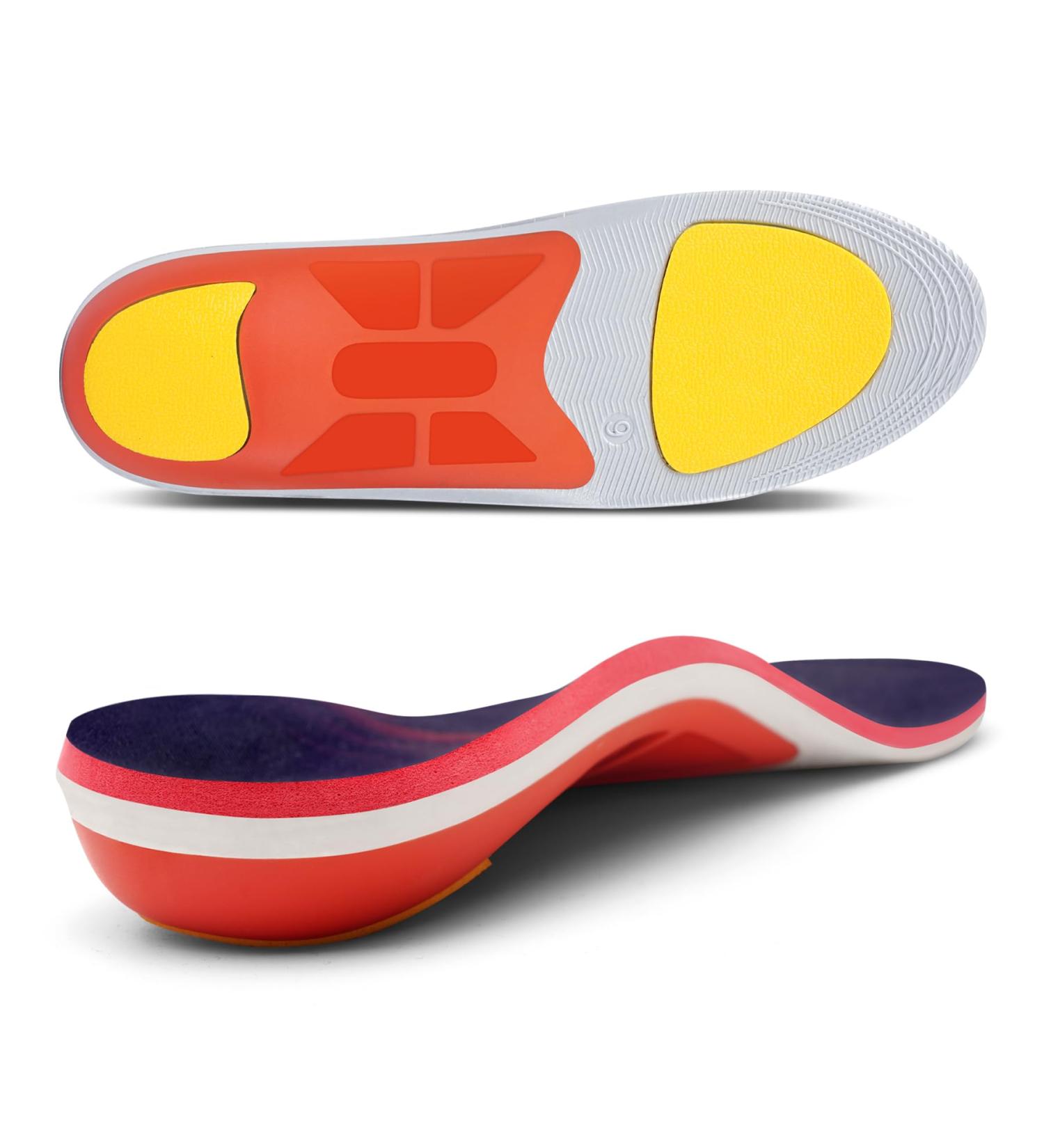 Plantar Fasciitis Insoles for Men & Women - Arch Support Inserts for Flat Feet Heel Pain Relief & All-Day Comfort | Orthopedic Cushion for Work Boots (Men 5-5.5 | Women 7-7.5 - Buy Online on GoSupps.com