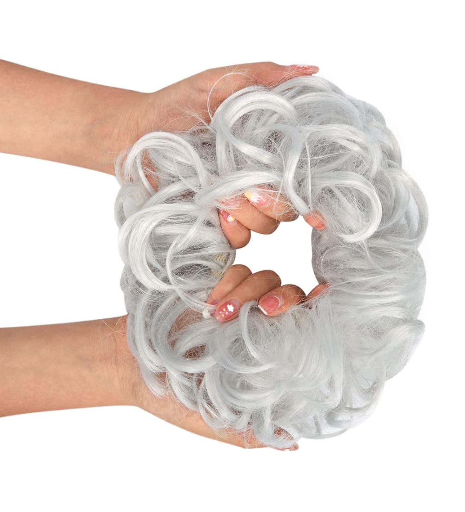 Silver Grey Messy Bun Hair Piece Updo Scrunchie Extension | Women's Ponytail Accessory - Buy Online on GoSupps.com