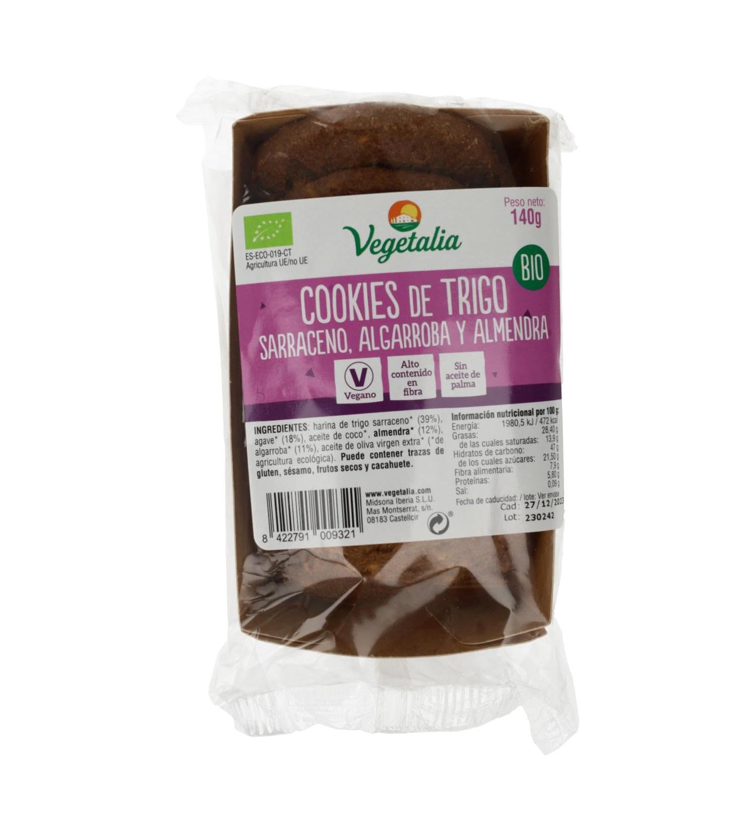 Organic sarraceno, algarroba, almendra, agave cookies 140g Vegetalia