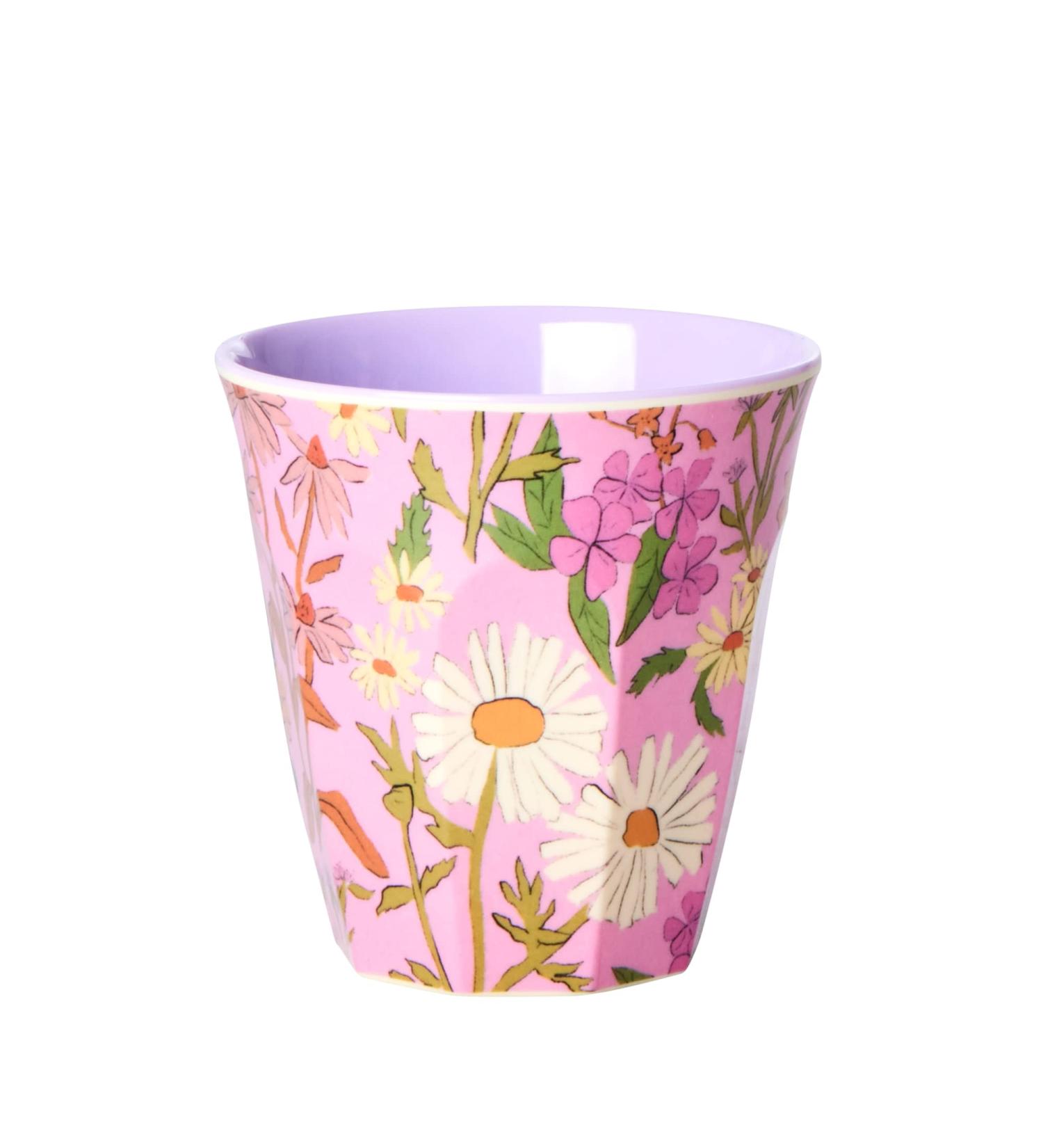 Medium Melamine Mug - Pink Daisy Dearest Print | Durable 9cm Coffee Cup for Home & Travel - Buy Online on GoSupps.com