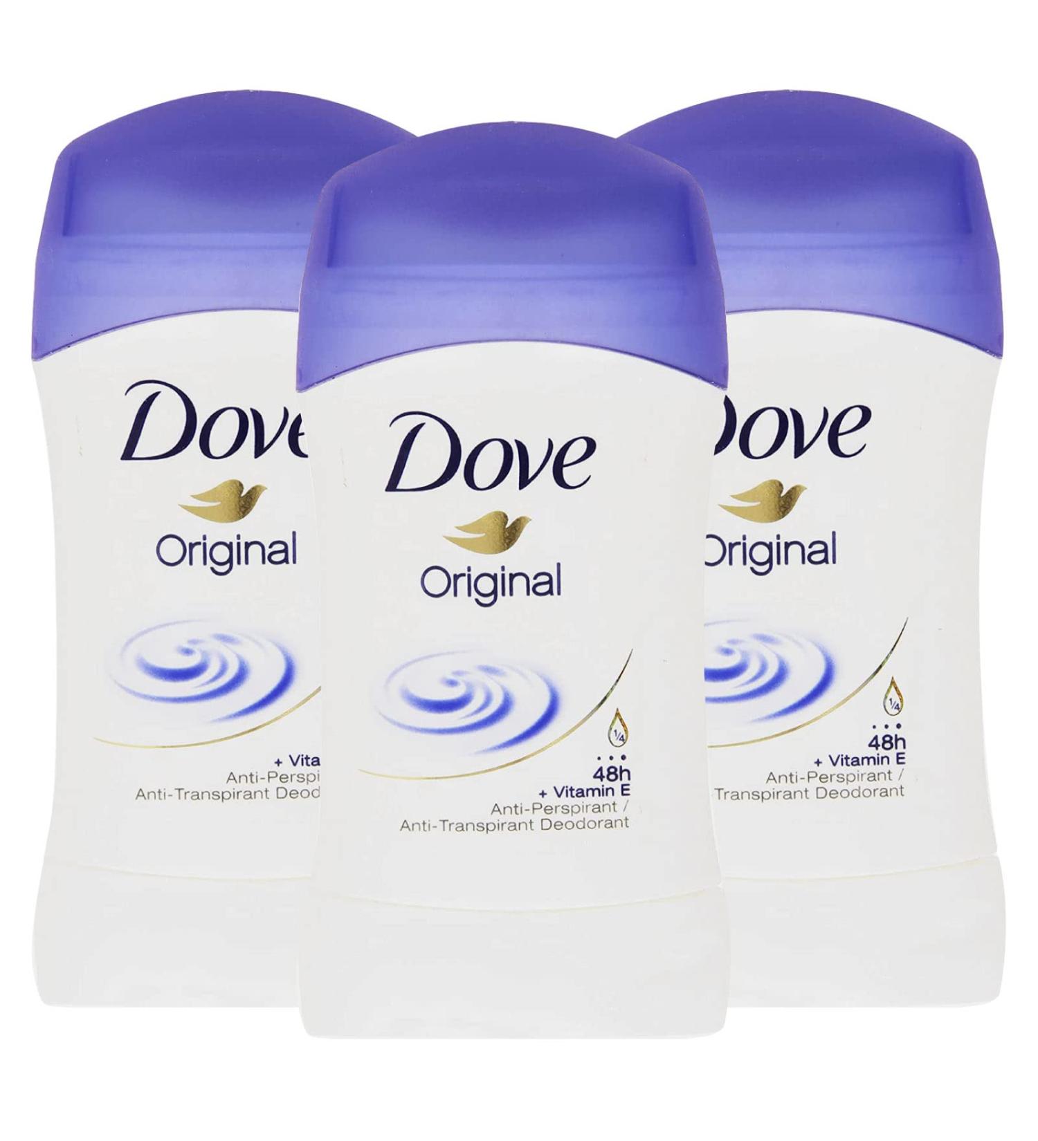 Dove 3 x Dove Original Anti-Breathable Deodorant with Delicate Fragrance Moisturising Cream - 3 x 30 ml Deodorant Sticks