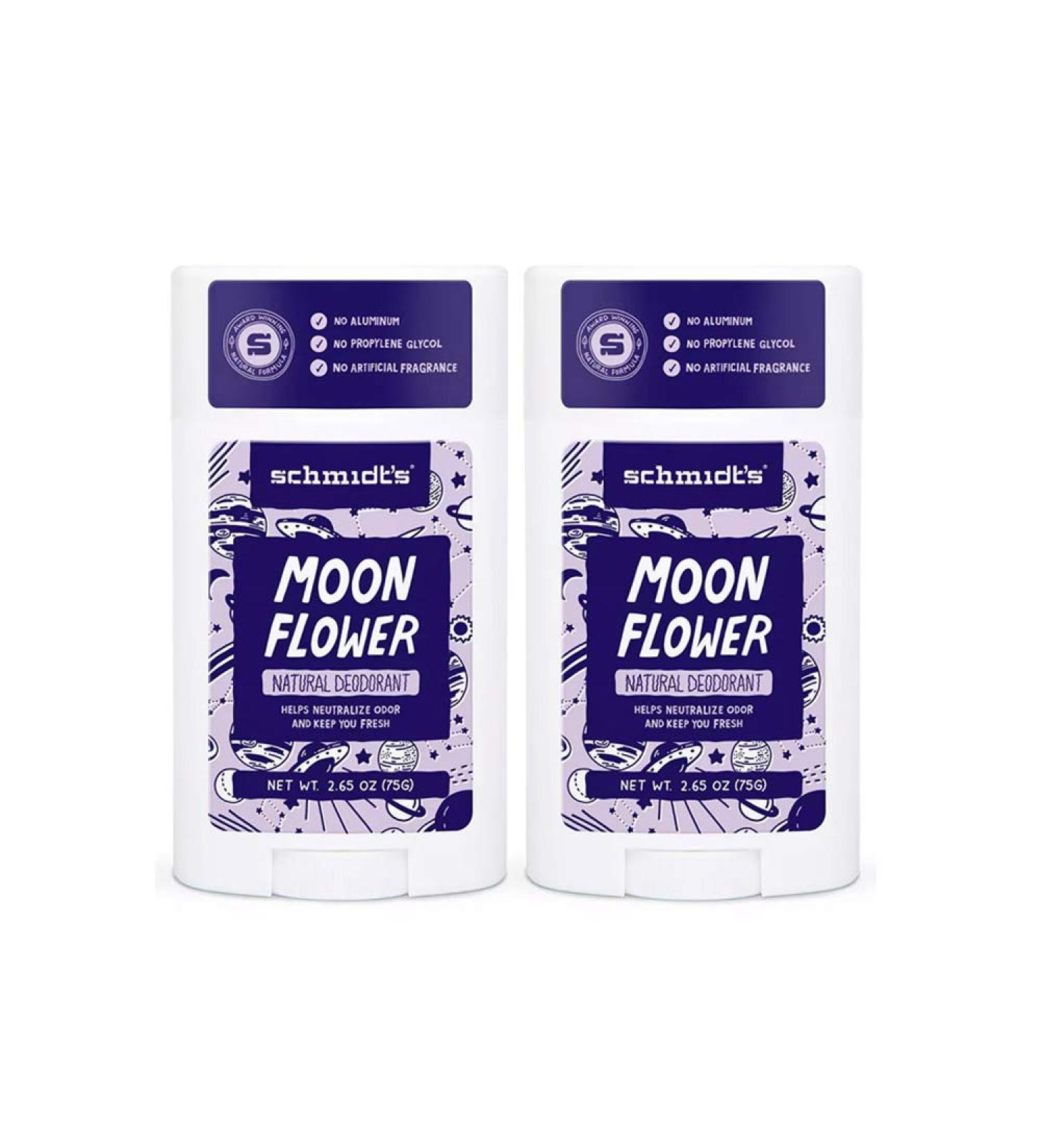 Schmidt's Moon Flower Natural Deodorant Stick 2.65 oz (2 Pack) - Coconut Scented - Buy Online on GoSupps.com