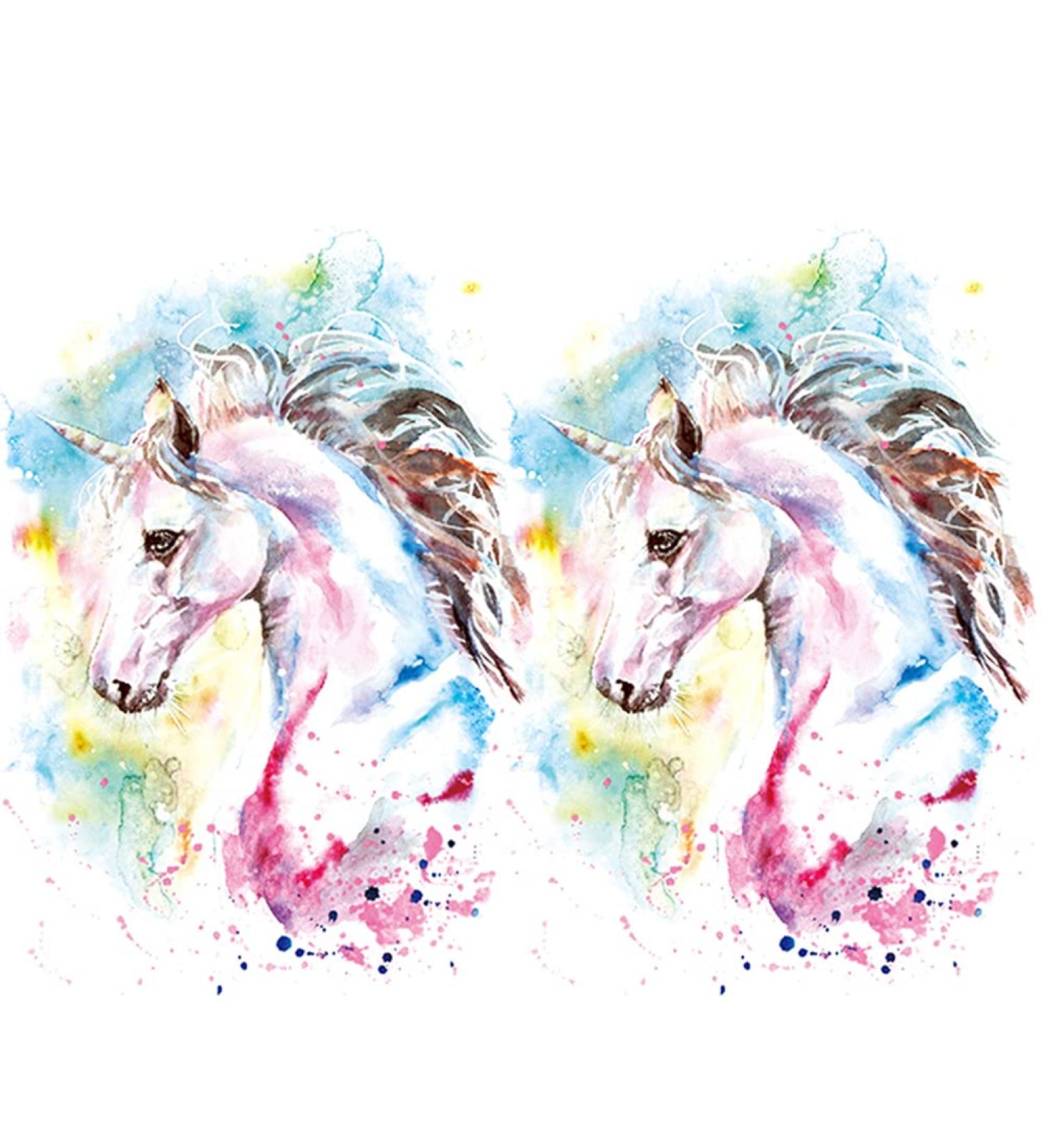 Oottati 2 Sheets Arm Leg Waterproof Fake Temporary Tattoos Sticker Fairy Tale Pink Light Blue Unicorn
