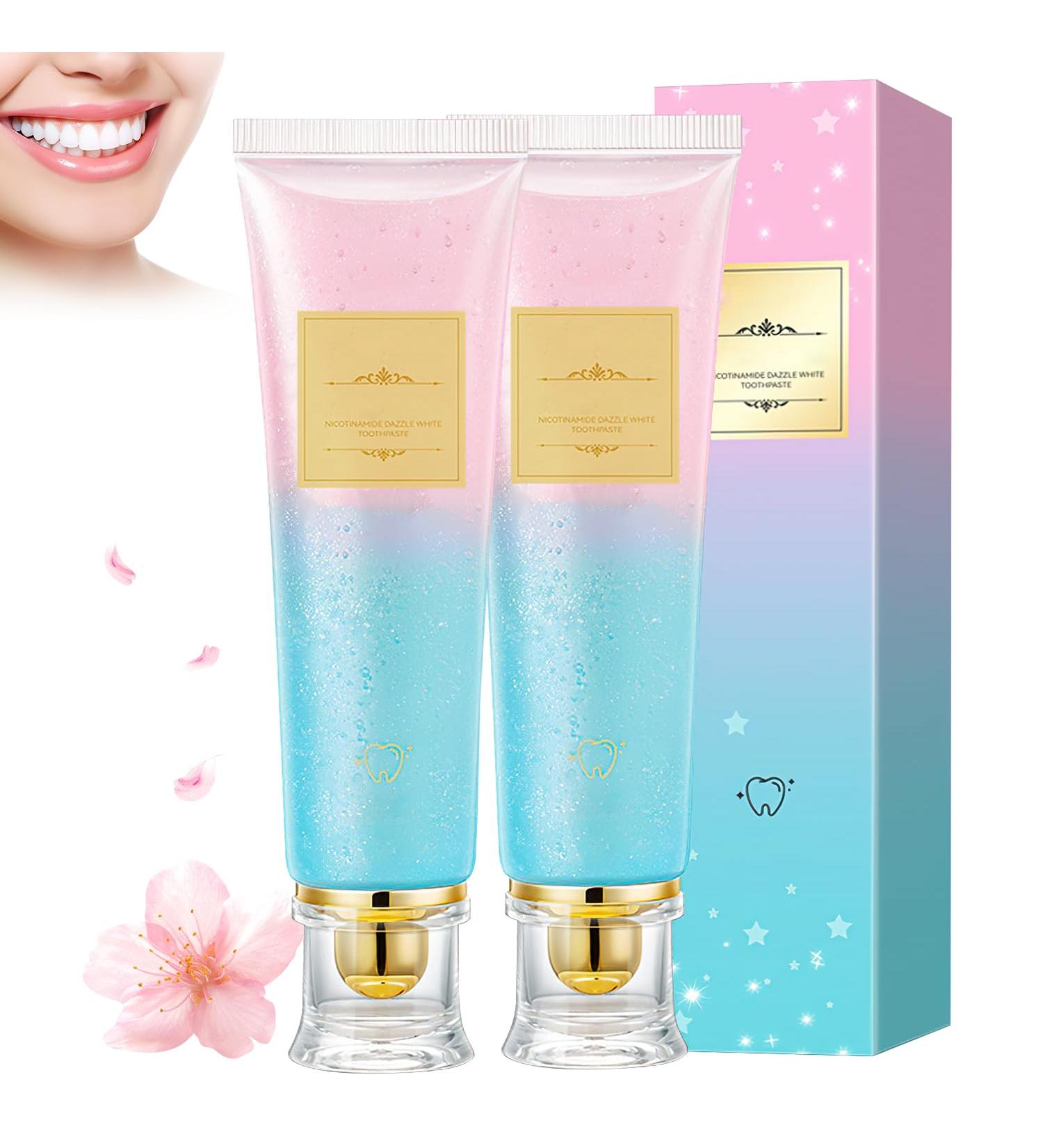 2Pcs Acssart Radiant Whitening Toothpaste Niacinamide Whitening Toothpaste Easilyous Bright Whiteing toothpastes Nicotinamide Dazzling White Removal Tooth Stains Fresh Breath - Buy Online on GoSupps.com