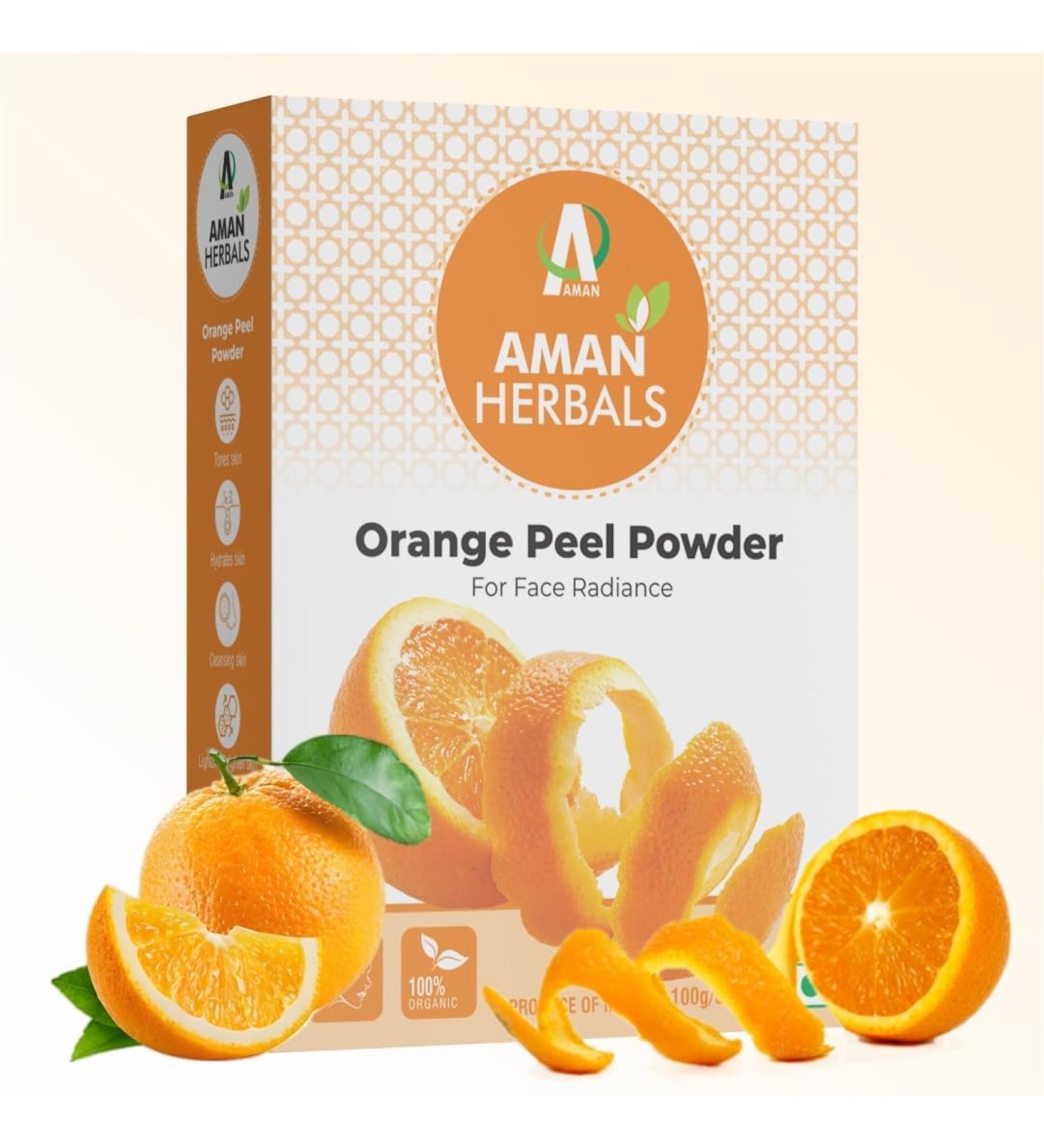 Natural Orange Peel Powder - Premium Organic Skincare Hair & Health Care | 100 gm - Buy Online on GoSupps.com