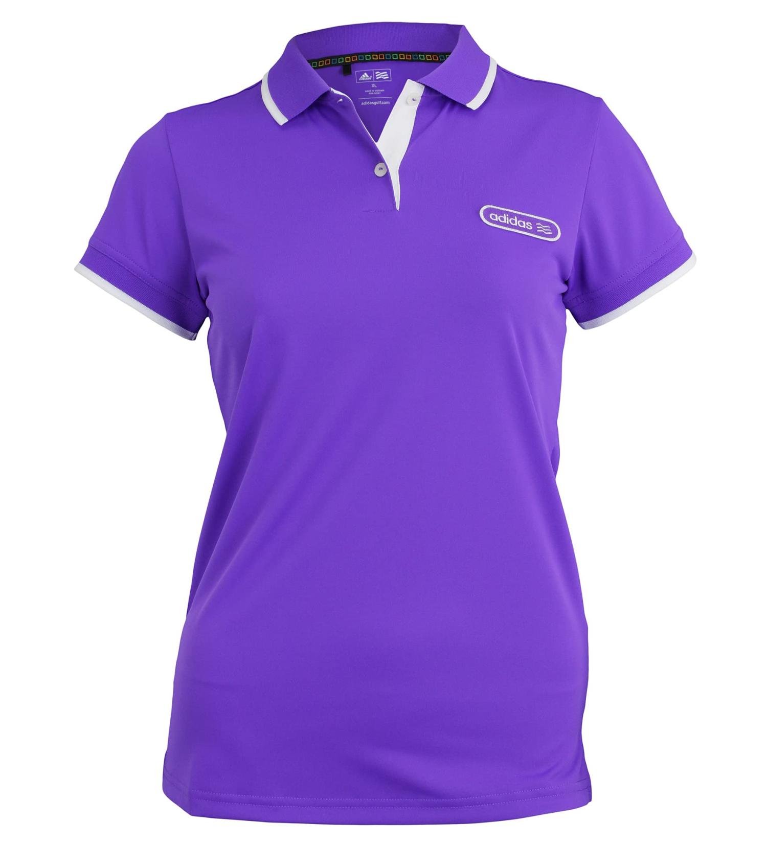 adidas Youth Fashion Performance Solid Polo with Patch (XL, Purple)