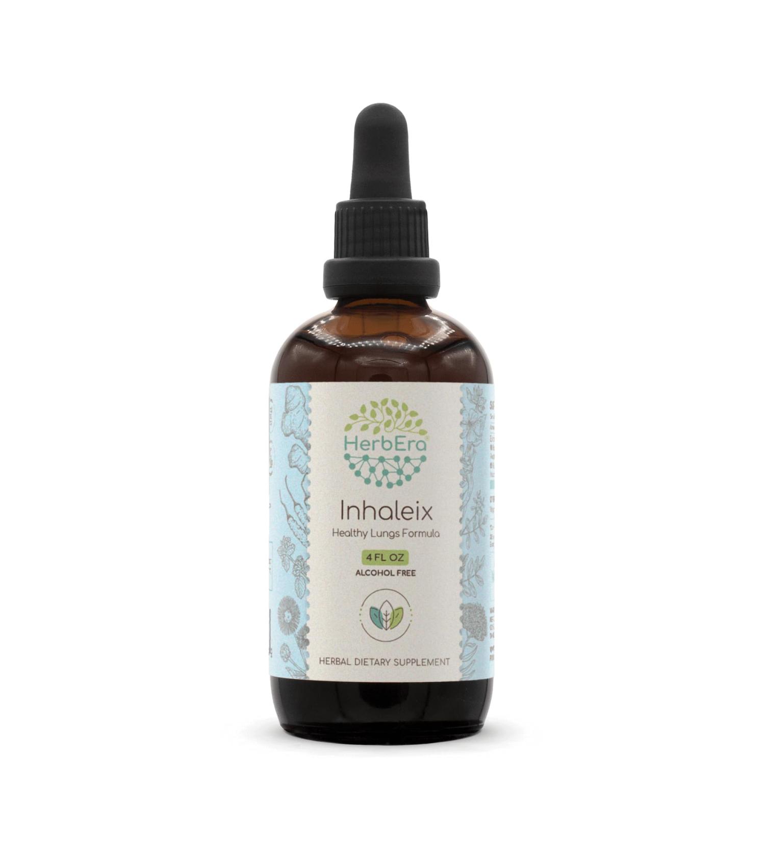 HerbEra Inhaleix B120 Alcohol-Free Extract Tincture, Elecampane Root, Horehound Herb, Marshmallow Root, Pleurisy Root, Ginger Root, Licorice Root, Cordyceps Mushroom. Healthy Lungs Formula 4 Fl Oz 4 Fl Oz (Pack of 1) - Buy Online on GoSupps.com