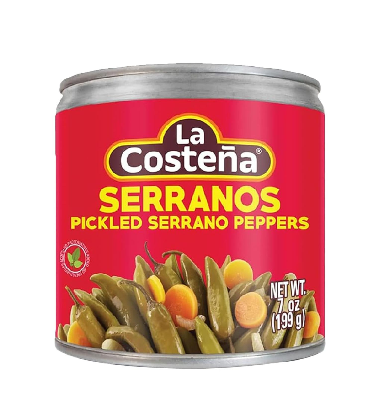 La Costena Serrano Whole Chillies 199g (Pack 10) / Mexican Serrano Hot Spicy Chilli Peppers Canned Chillies Bulk - Buy Online on GoSupps.com