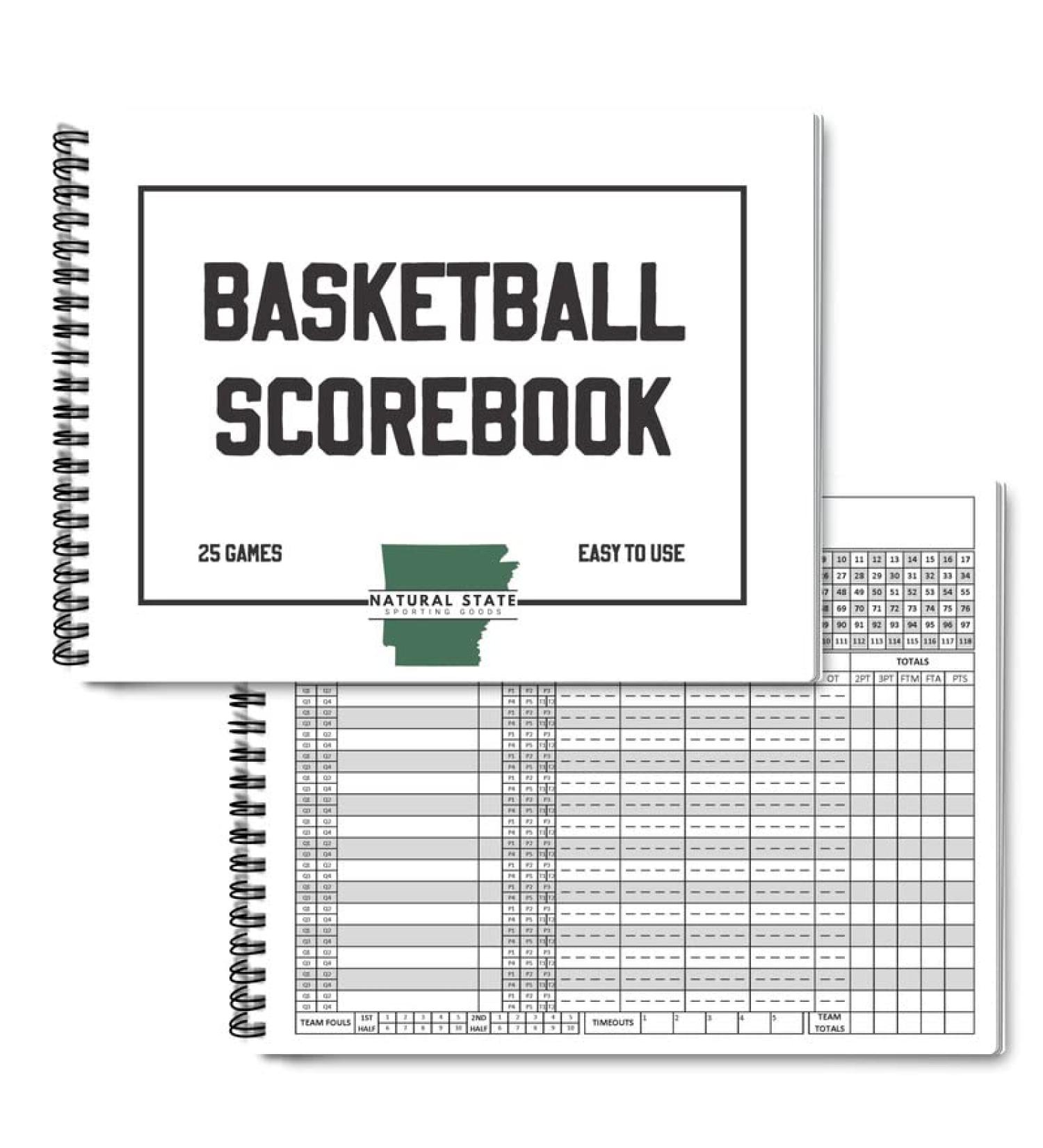 Basketball Scorebook for 15 Games | 8.5 In x 11 In Basketball Playbook w/ Wire Binding | League, High School, or Middle School Basketball Score Book for Coaches | Basketball Stats Book Made in the USA