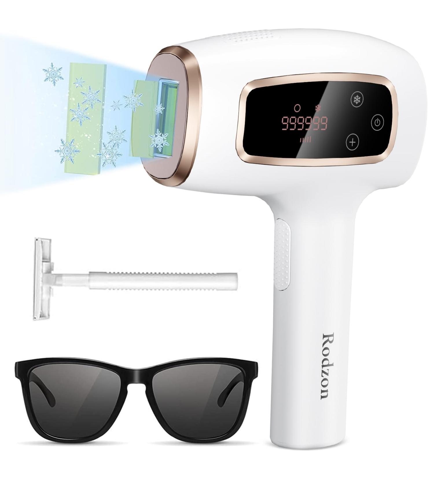 Rodzon IPL Laser Hair Removal Device - Painless Hair Remover for Women | Facial Armpits Legs Arms Bikini Line (Purple & White - Buy Online on GoSupps.com