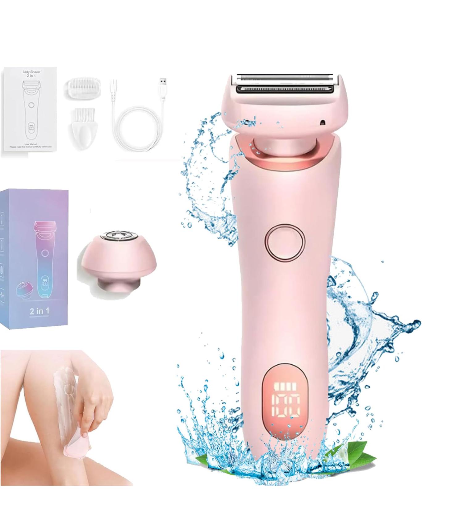 Cloudglide Pro Shaver Luna Brazilian Shaver Modira Shaver Livora Electric Shaver for Women 2 in 1 Electric Shaver Razors with Detachable Head Painless Womens Hair Remover (Pink)