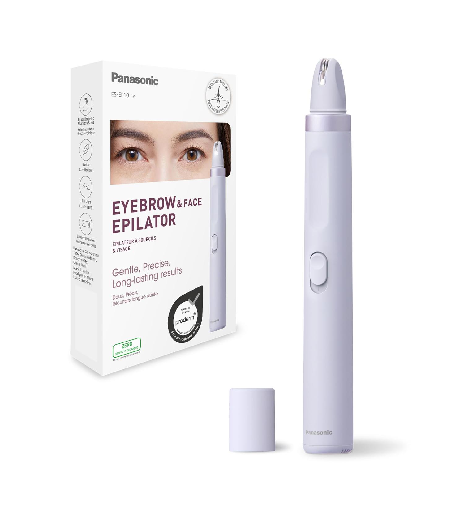 Panasonic ES-EF10-V503 Epilateur Sourcils et Poils du Visage pour Femmes pilateur Sourcils Lumi re LED Design Stylo Compact Piles AA Lilas pilateur pour le visage - Buy Online on GoSupps.com