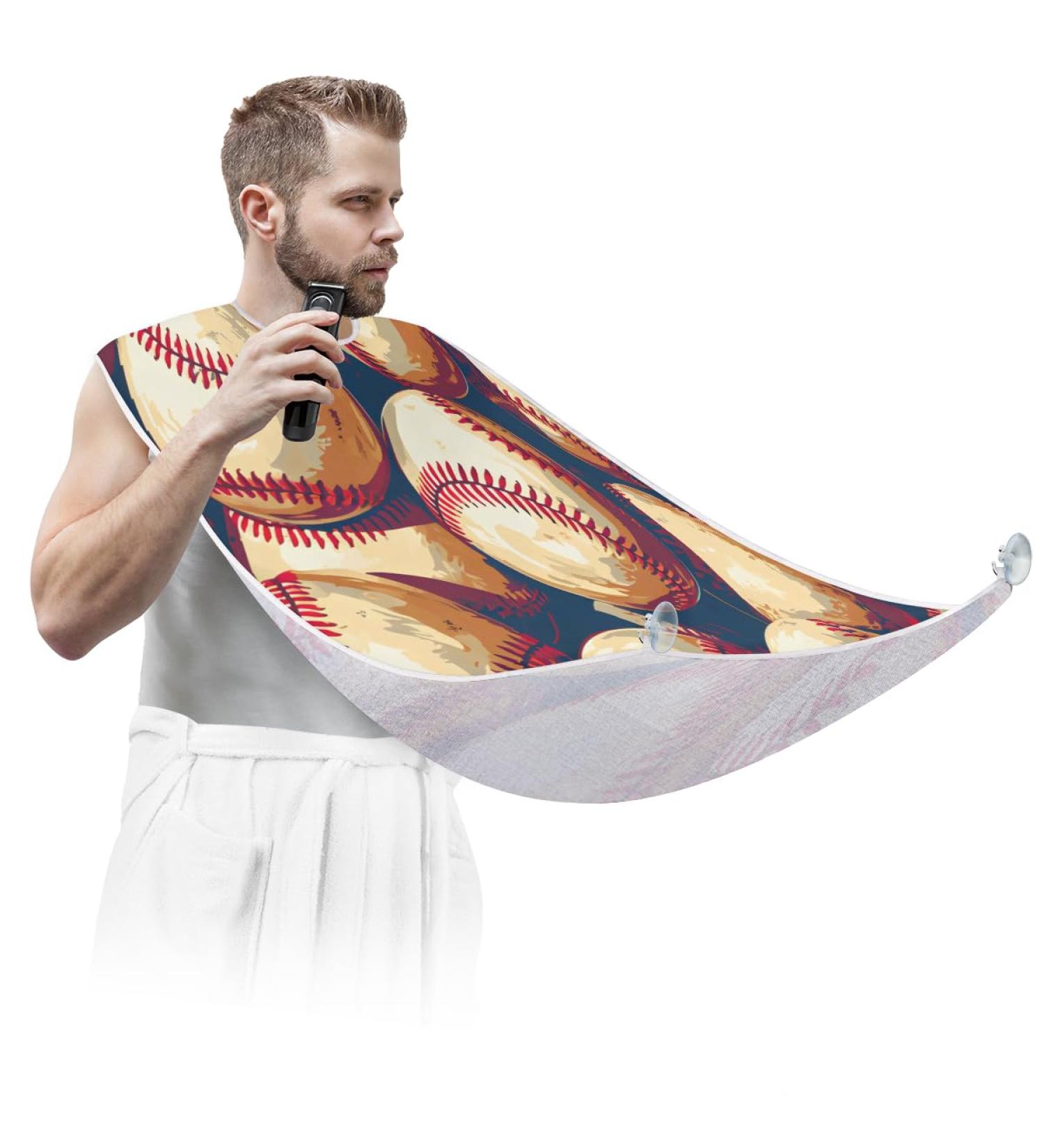 Premium Athletic Baseball Beard Bib Apron - Men's Beard Hair Catcher | Perfect Gift for Father's Day Anniversaries & Christmas - Includes 2 Suction Cups - Buy Online on GoSupps.com