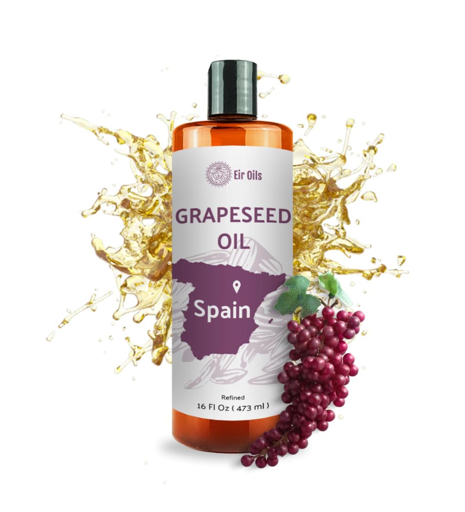 Grapeseed Oil - Pure Grapeseed oil for Skin - 100% Pure Carrier Oil for Hair, Face, and Skin - Direct from EIR Oils in the Beautiful Spanish Countryside (16 oz) Grapeseed Oil 16 Fl Oz (Pack of 1) - Buy Online on GoSupps.com