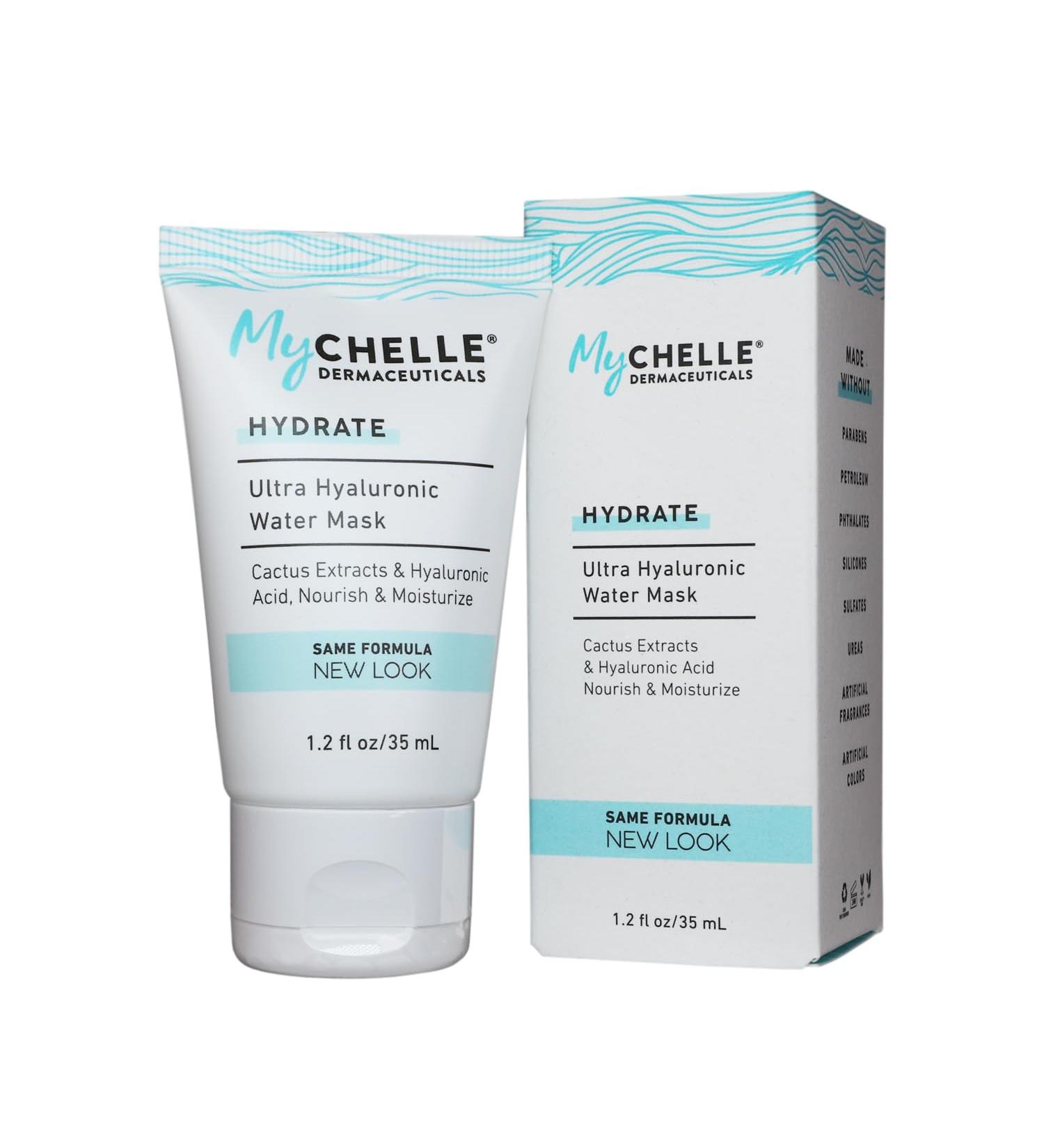 MyCHELLE Dermaceuticals Ultra Hyaluronic Water Mask - Vegan Hydration for Dry Skin Plump Skin & Reduce Fine Lines - 1.2 Fl Oz - Buy Online on GoSupps.com