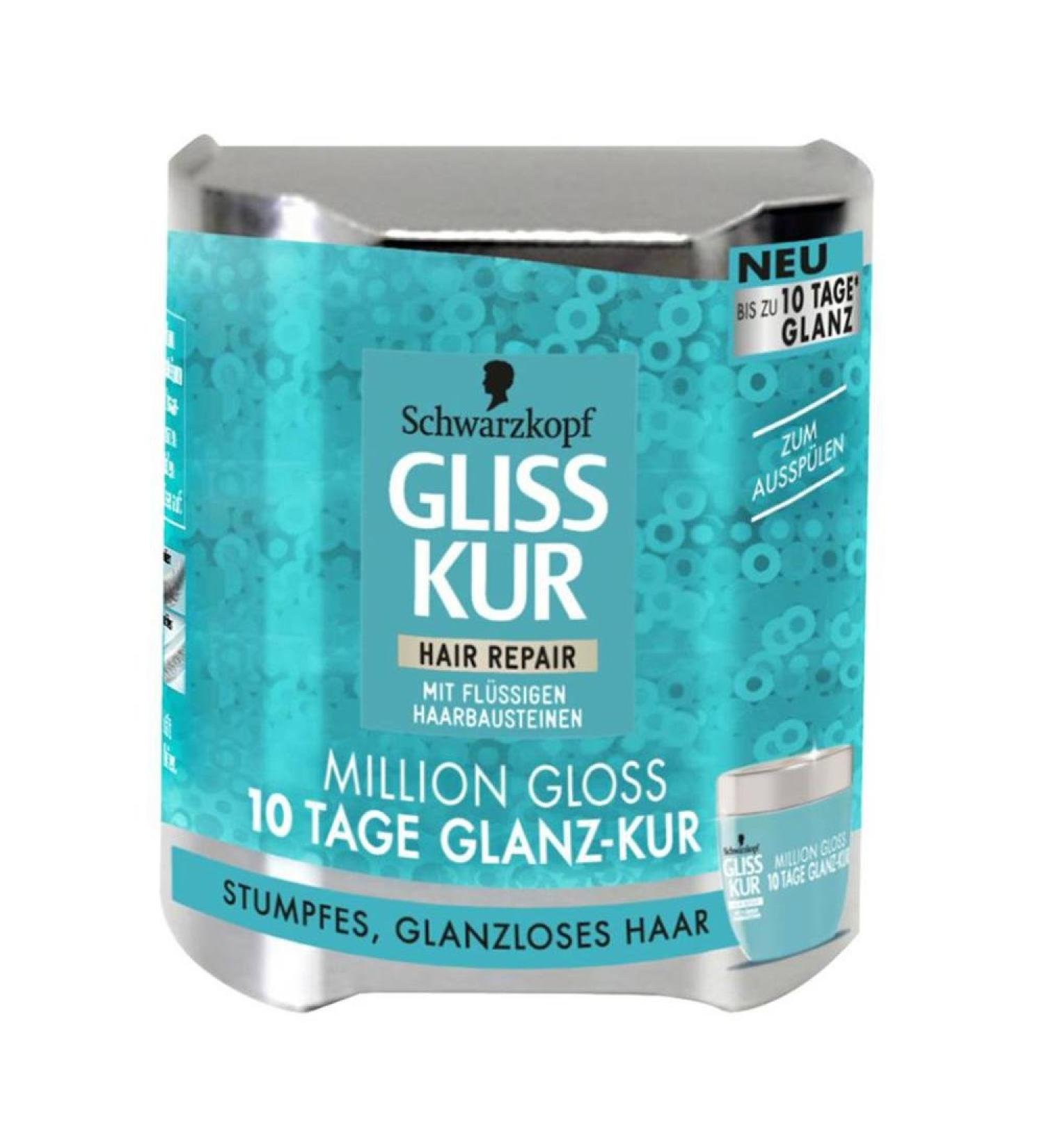 Gliss Kur Hair Repair Million Gloss Hair Care Set of 4 - Up to 10 Days of Shine on Wet Hair - 150ml