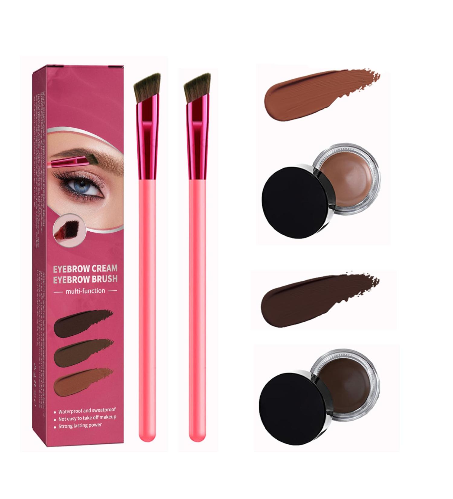 Eyebrow Brush Home Eyebrow Care Kit 4D Laminated 4D Laminated Brow Home-Grooming Kit 4D Hair Stroke Brow Stamp Brush with Eyebrow Cream (Taupe+Light Brown) - Buy Online on GoSupps.com