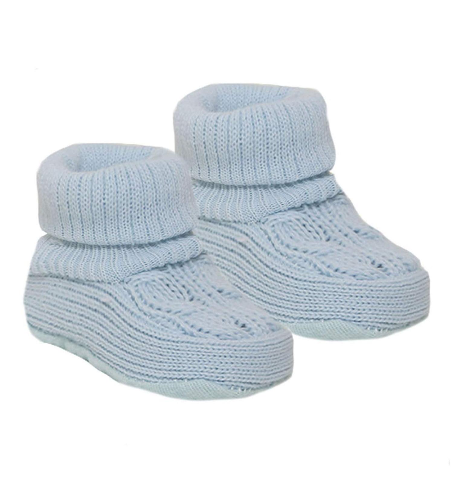 Angel Kid Baby Boys Girls Bootees 1 Pair Knitted Plain Booties NB-3 Months Approx S403 0 Months Blue