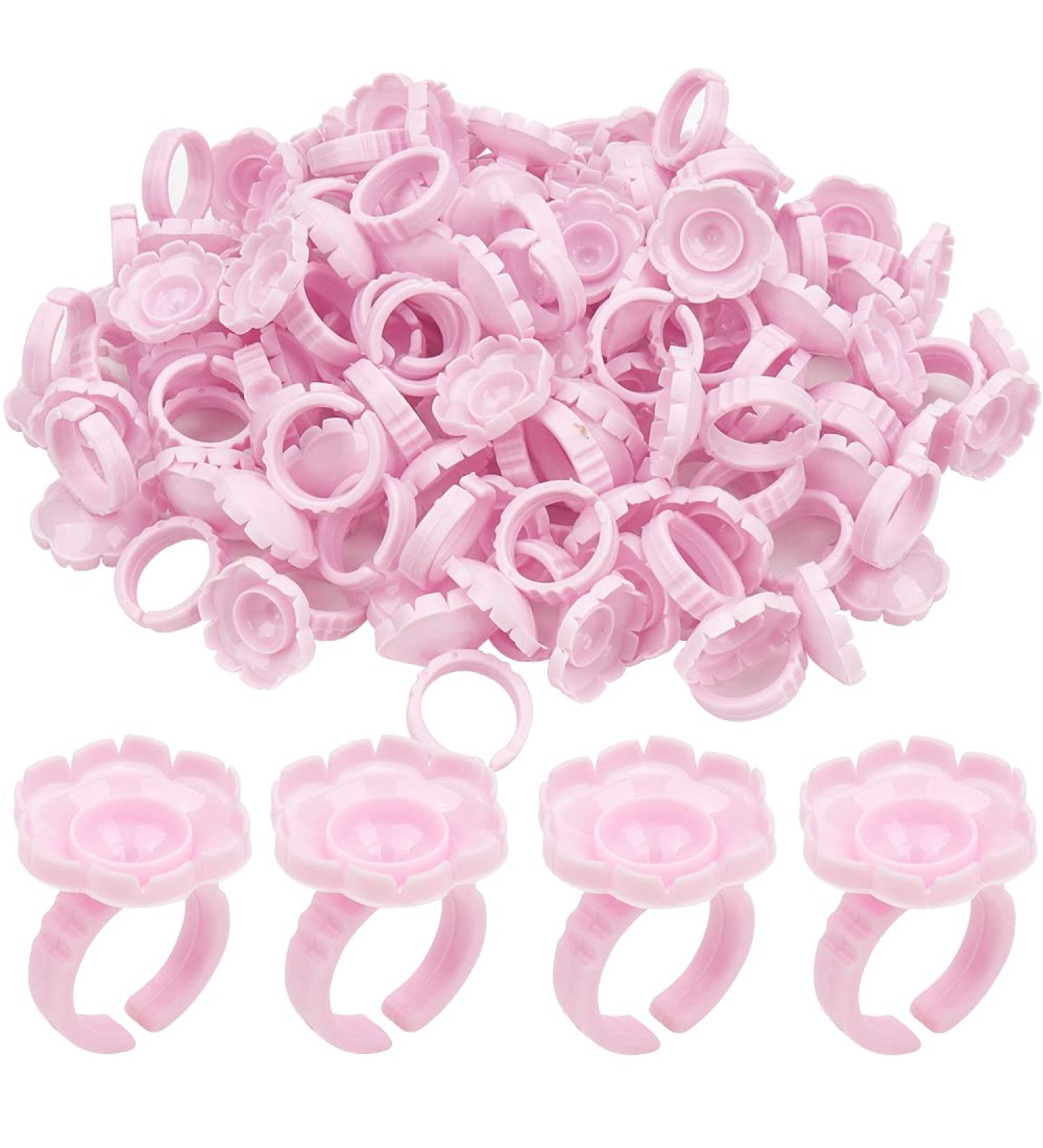 Disposable Plastic Eyelash Flower Glue Ring - Pink Lash Extension Holder Cup - Buy Online on GoSupps.com