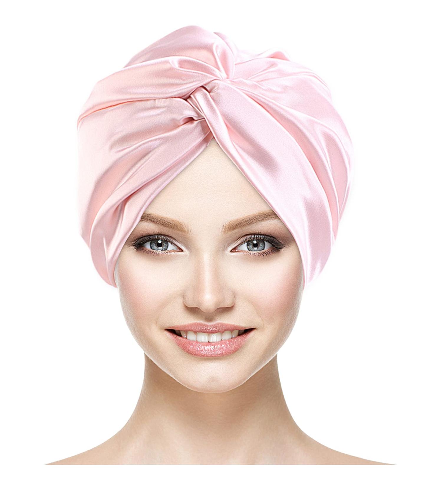 Mulberry Silk Double-Sided Hair Wrap Bonnet for Curly Hair | Pink Silk Sleep Cap - Buy Online on GoSupps.com