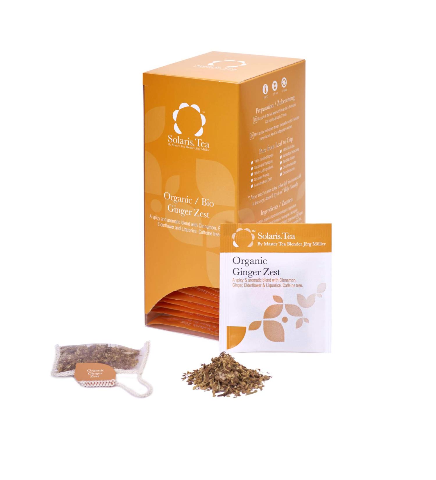Buy Solaris Tea Organic Ginger Zest - 40 Sewn Silk Tea Bags Premium Ginger Blend 80g | International Shipping Available - Buy Online on GoSupps.com