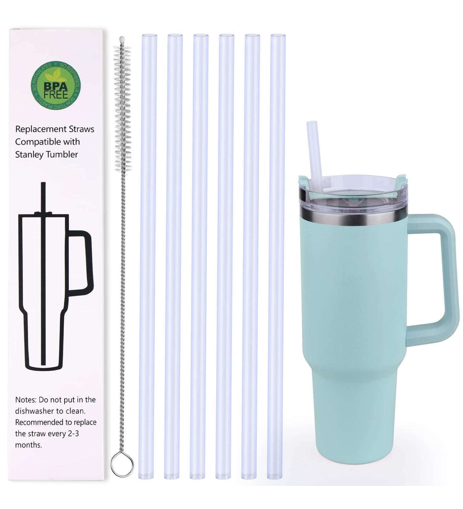 AIERSA 6 Pack Silicone Replacement Straws for Stanley Cups - Reusable & Compatible with 40oz Tumblers - Includes Cleaning Brush - Stanley Cup Accessories - Buy Online on GoSupps.com