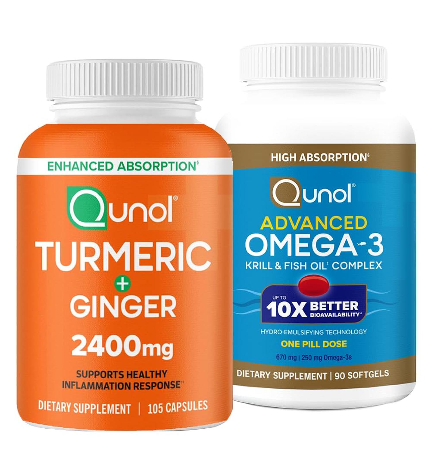 Turmeric & Omega-3: Turmeric Curcumin 2400mg 105 Capsules & Advanced Omega 3 90 Softgels