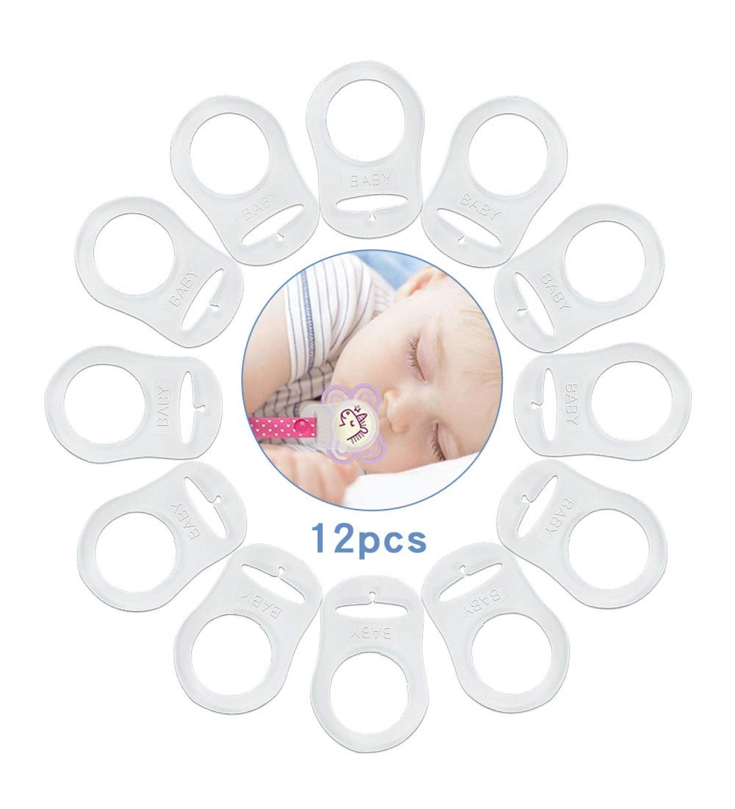12 Silicone Pacifier Chain Rings - Transparent Mam Compatible Holders & Adapters - Buy Online on GoSupps.com