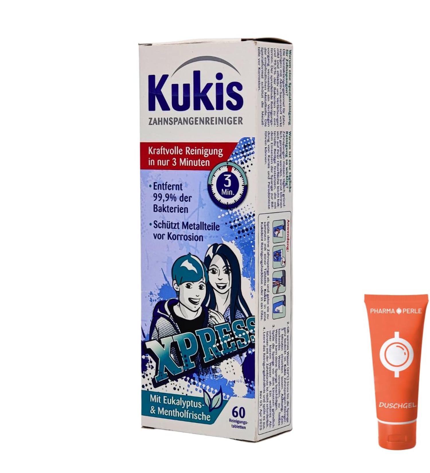 Kukident Kukis Braces Cleaner - 60 Tablets | Fast Cleaning Eucalyptus & Menthol | Spar-Set Plus Pharma Perle & Bonus Tooth Castle - Buy Online on GoSupps.com