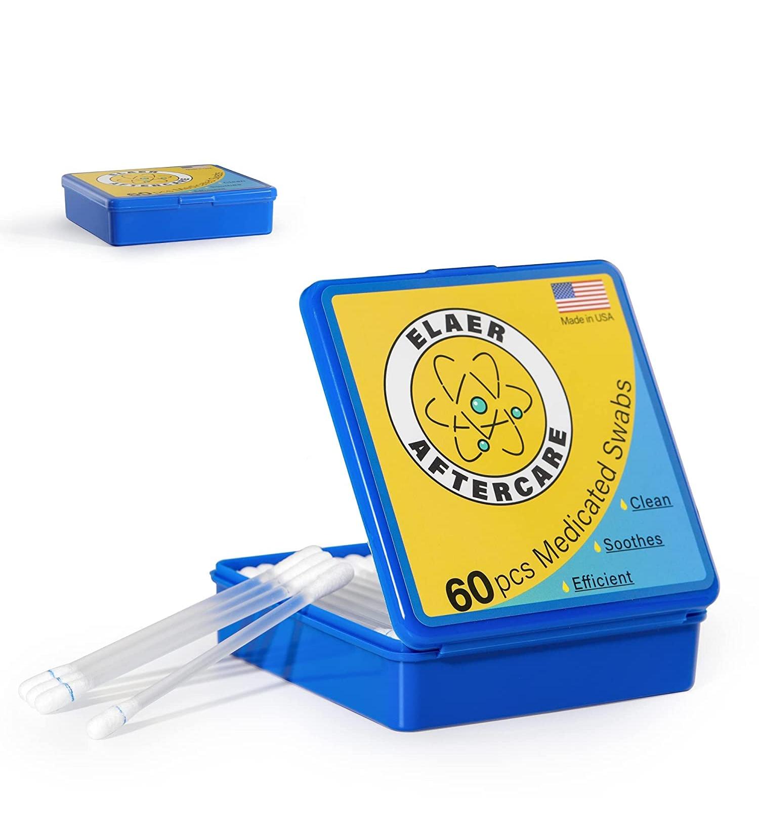 Piercing Aftercare Medicated Swabs - 60 PCS for Ears, Nose, Belly & Body Piercings - Bump Free Cleaner Treatment - Made In USA - Buy Online on GoSupps.com