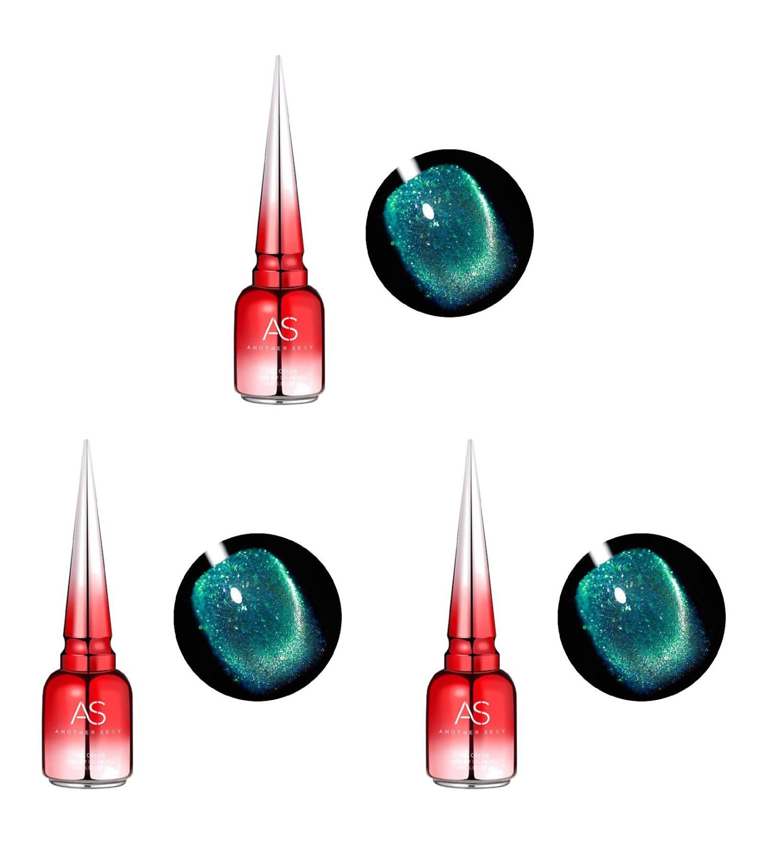 YOXIER Nail Polish Reflective Glitter Nail Sparkling Soak Off Gel Bright for Salon 5 3 Pcs