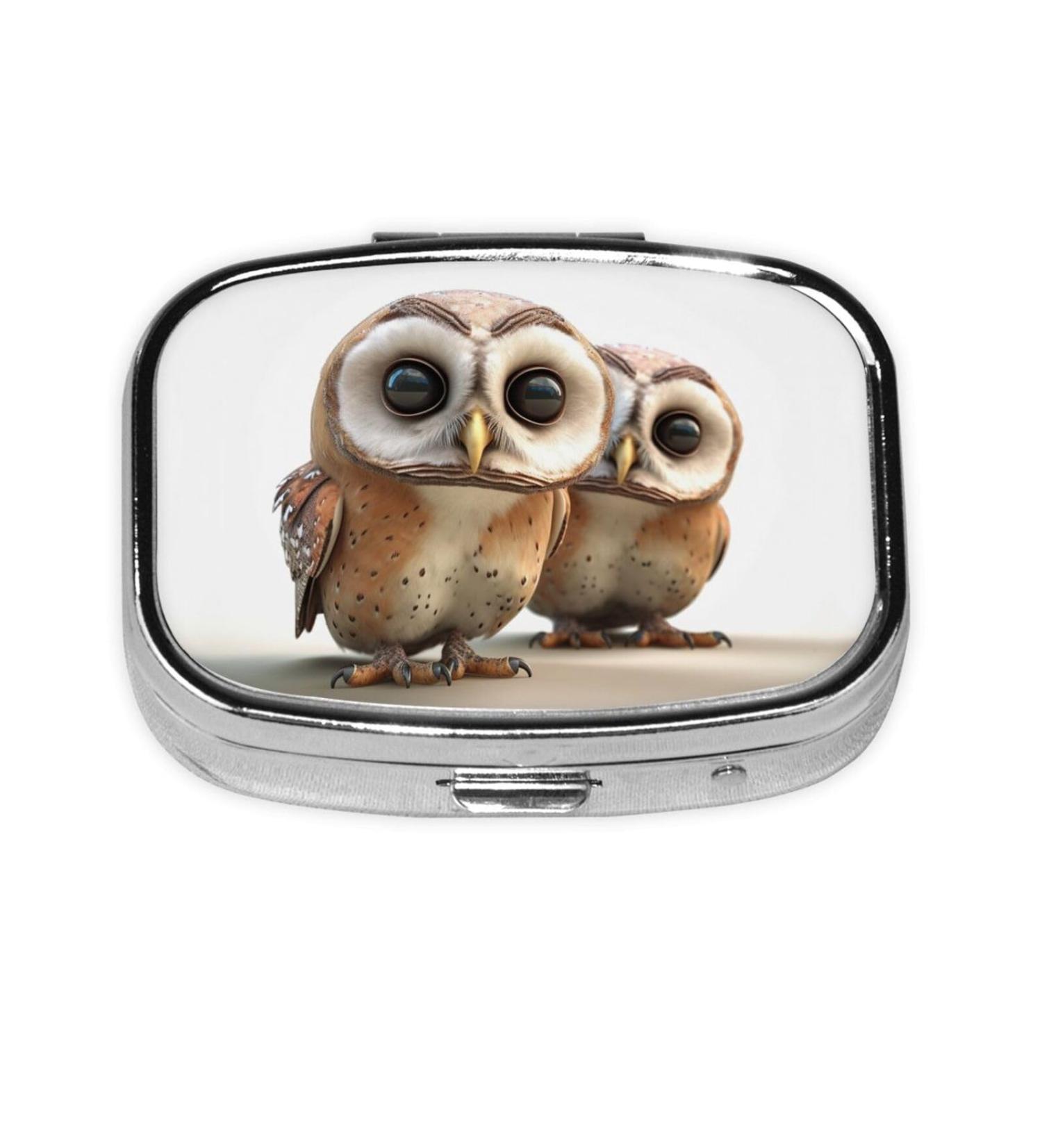 Funny Owl Pill Box | 2 Compartment Travel Organizer | Cute Small Pill Case for Pocket & Purse | Great Gift Idea - Buy Online on GoSupps.com