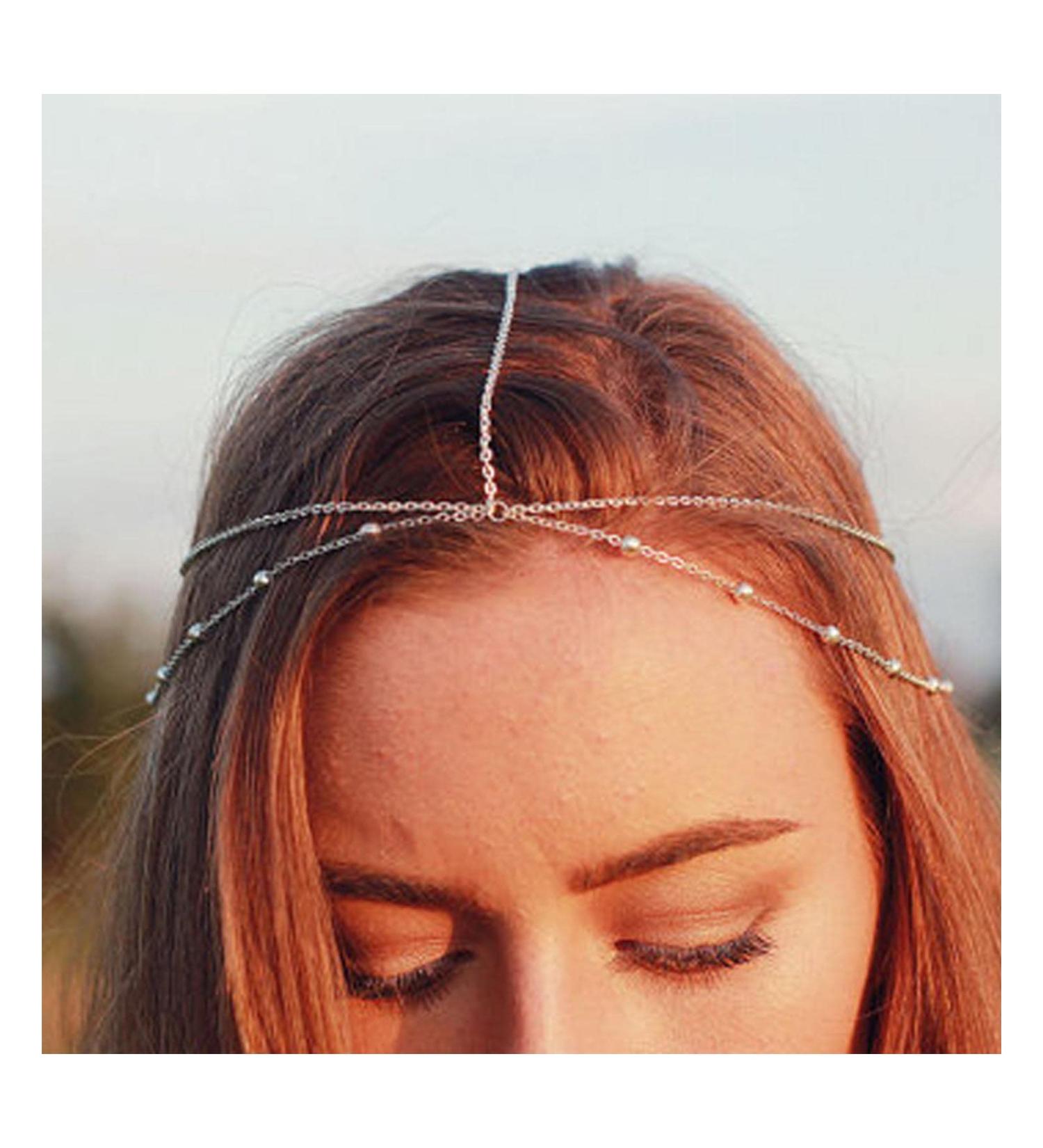 Andelaisi Boho Layered Head Chain Copper Bead Headchain Headwear Silver Beaded Hair Chain Headband Vintage Headpieces Headband Prom Costume Festival Hair Accessories Jewelry for Women and Girls - Buy Online on GoSupps.com