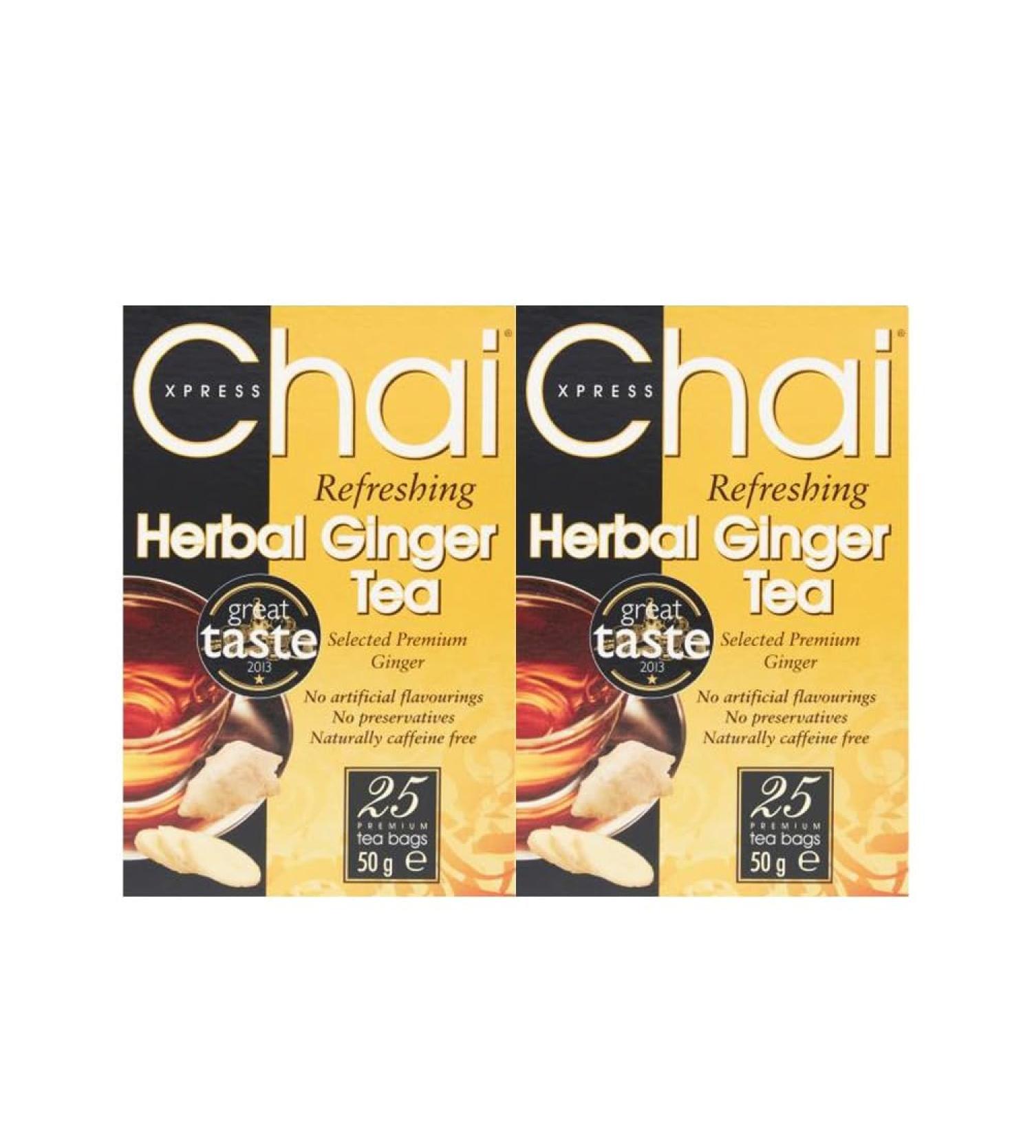 Chai | Express Ginger Tea 25Bag 50G |Warming soothing refreshing and reviving |Aids recovery from colds and sore throats | Indian Origin | Pack Of 2