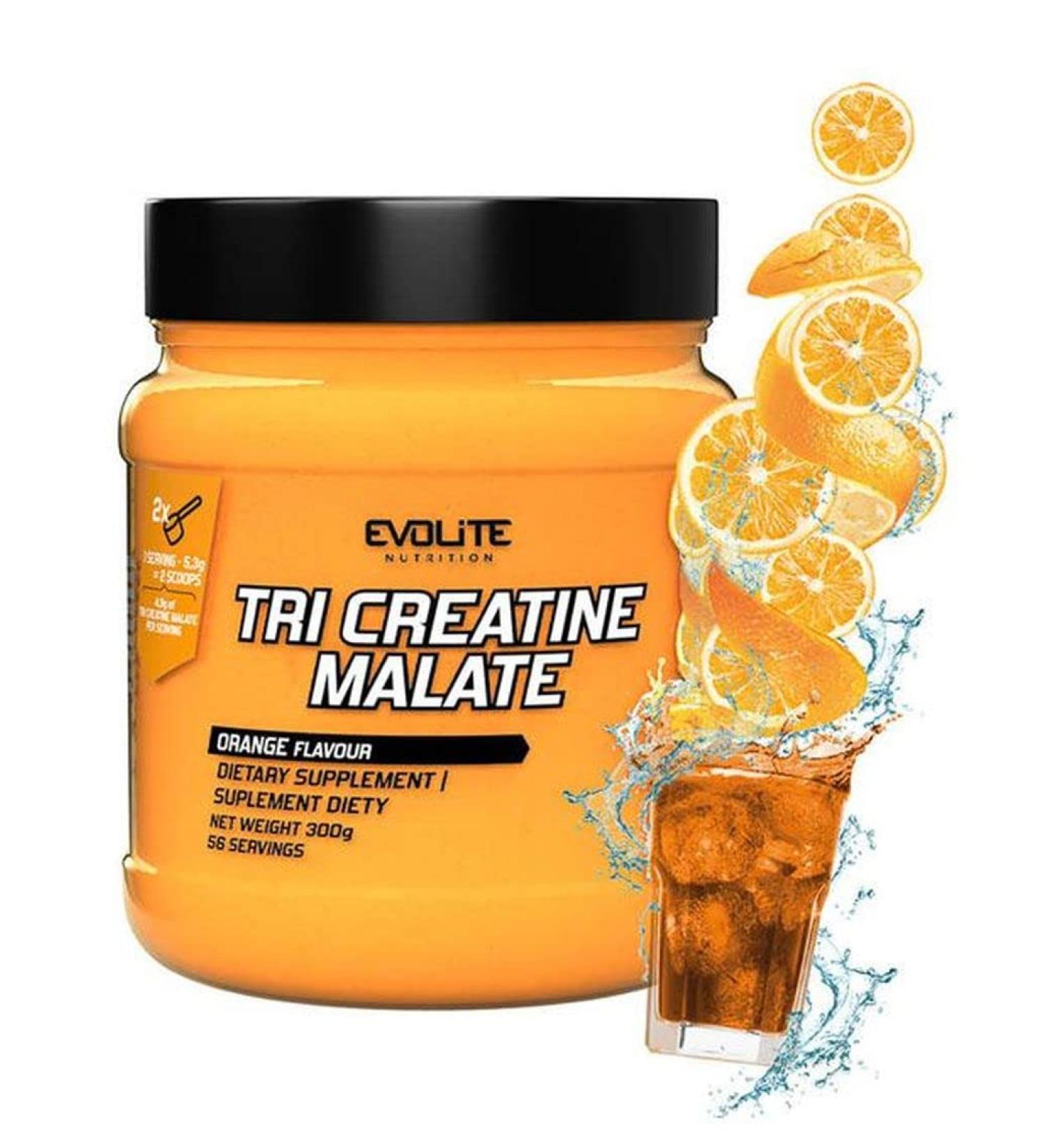 Evolite Nutrition Tri Creatin Malat 300 G - Creatin Powder - Flavor Creatine Powder - Creatine Powder - Creatine with taste - Amino acid creatine powder