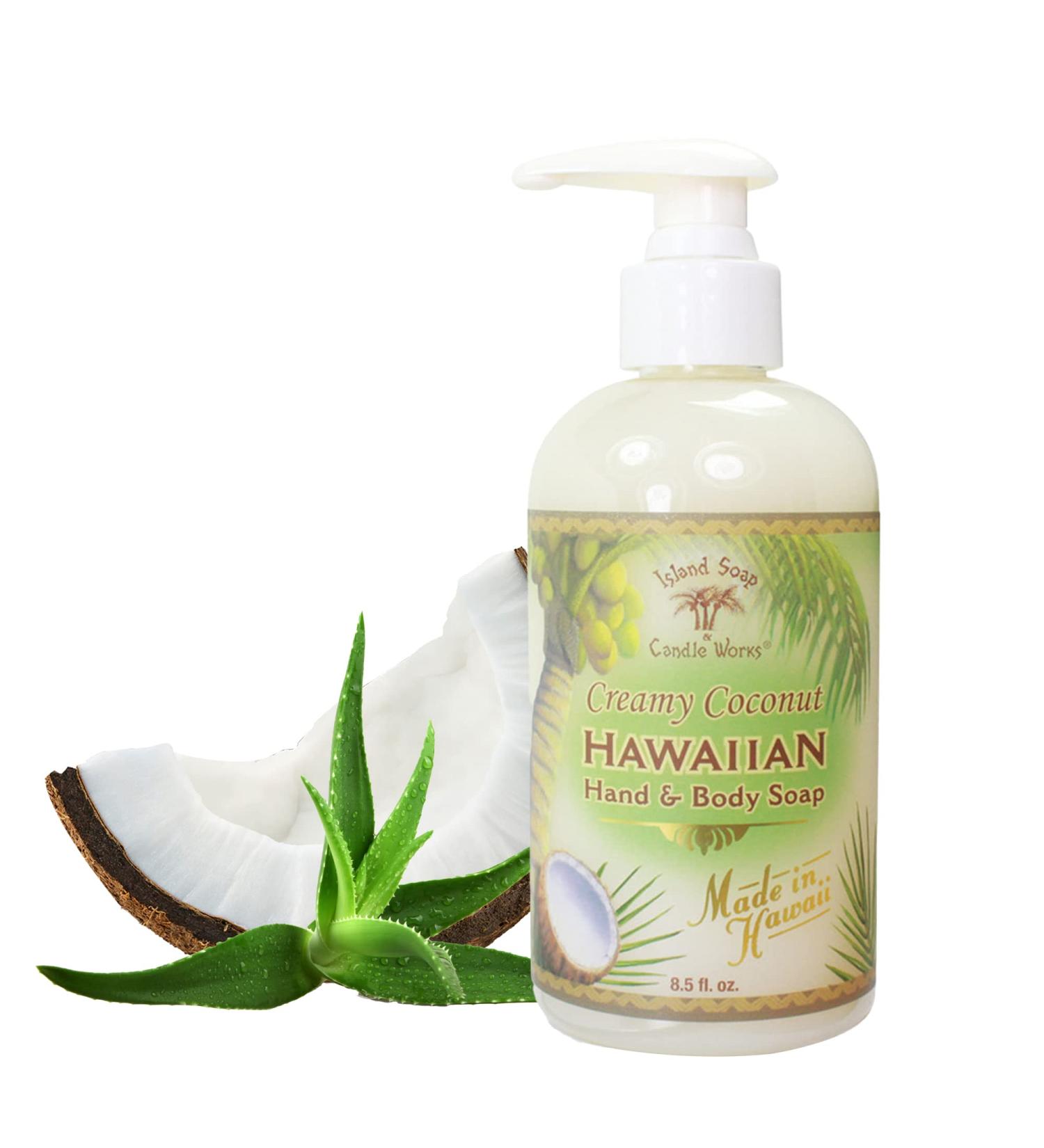 Island Soap & Candle Works Botanical Liquid Hand Soap - Creamy Coconut - 8.5 oz - Vegan Luxury Skincare - Buy Online on GoSupps.com