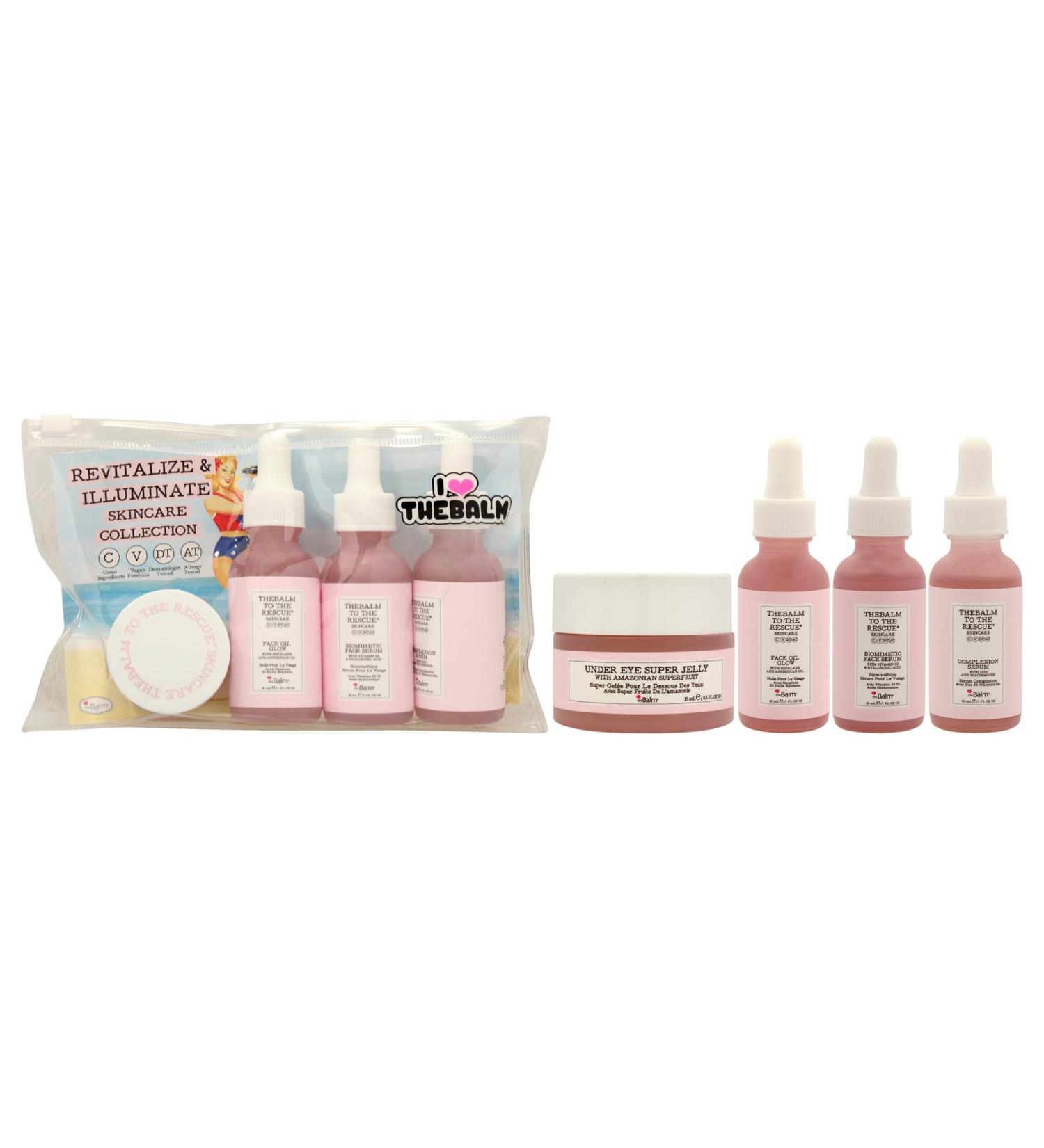 Revitalize & Illuminate Skincare Collection by the Balm for Women - Eye Super Jelly Face Oil Glow & Serums | 4 Pc Set - Buy Online on GoSupps.com