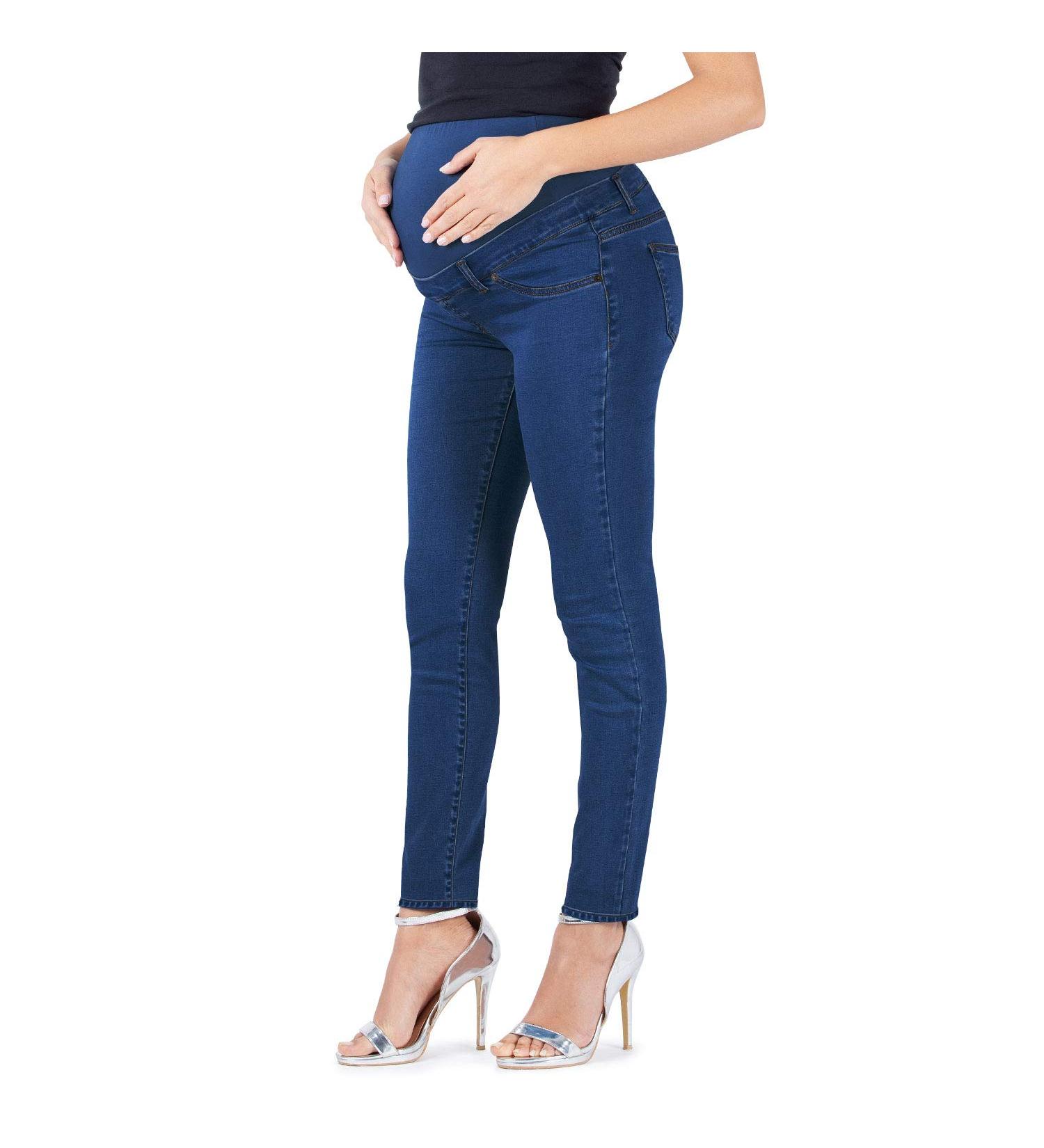 Milano Maternity Jeans - Ultra Stretch Buttery Soft Denim, High Waisted Over The Bump Band, Comfortable Slim Fit for Pregnant Women - Size 10 Medium Wash - Buy Online on GoSupps.com