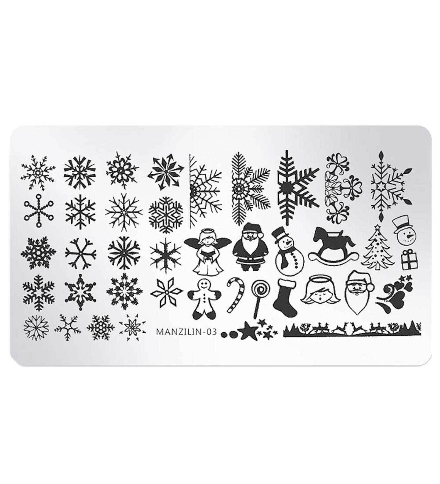 Nail Art Stamping Template Kit - Snowflake Santa & Gingerbread Designs for Christmas Winter Manicure - Buy Online on GoSupps.com