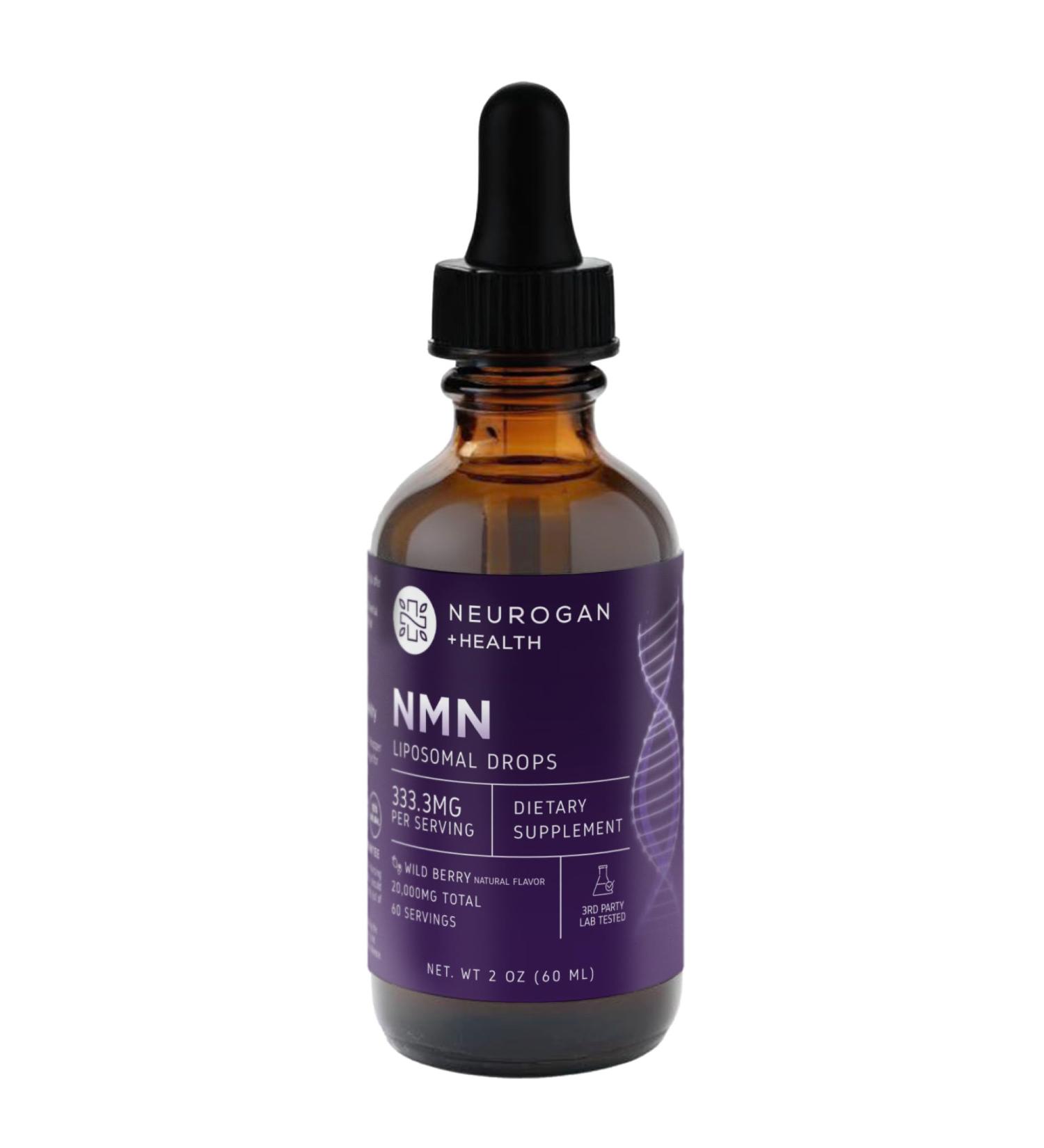 Neurogan Liposomal NMN Liquid Drops Supplement Nicotinamide Adenine Dinucleotide Precursor Cellular Energy & Focus 333.3 mg Nicotinamide Mononucleotide per Serving Wild Berry Flavor 60 Servings - Buy Online on GoSupps.com