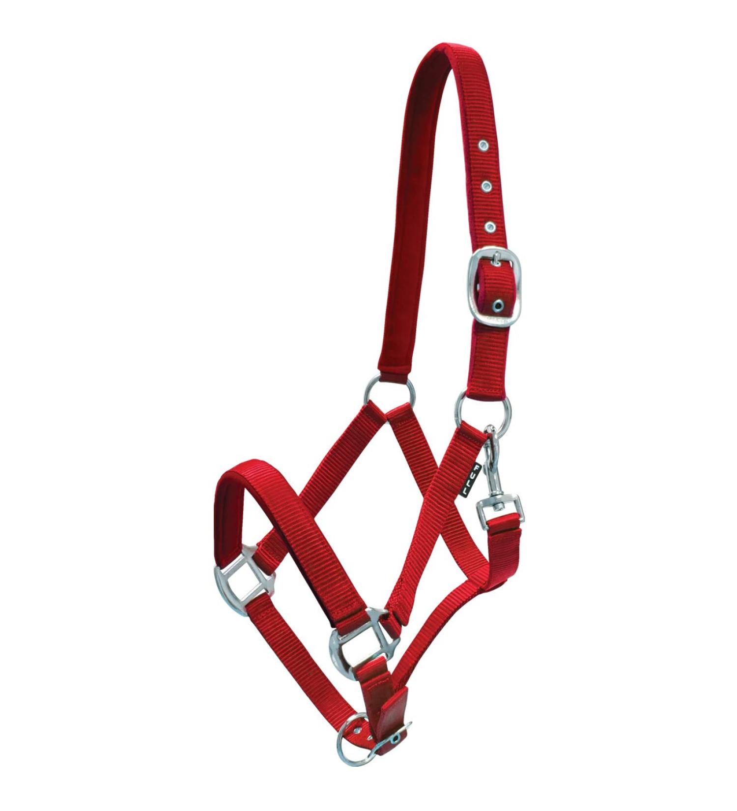 York Horse Halter Milo Nylon Halter soft padding stable halter pasture halter noseband (pony red) pony red