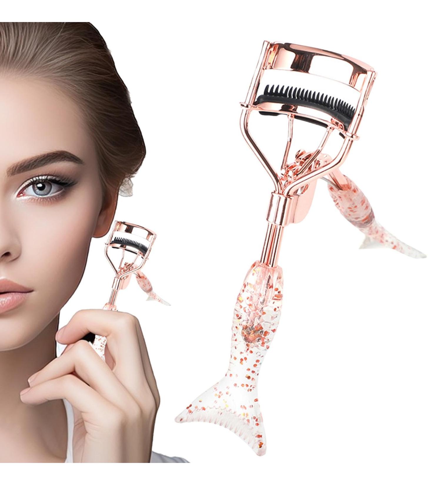 Hutnncg Small Eyelash Curler Small Eyelash Curler in Fish Tail Shape Ergonomic Portable Makeup Supplies Beautiful Eyelash Tools for Girls Women Females Ladies A4 Electroplated Rose Gold With Black Comb Rose Go - Buy Online on GoSupps.com