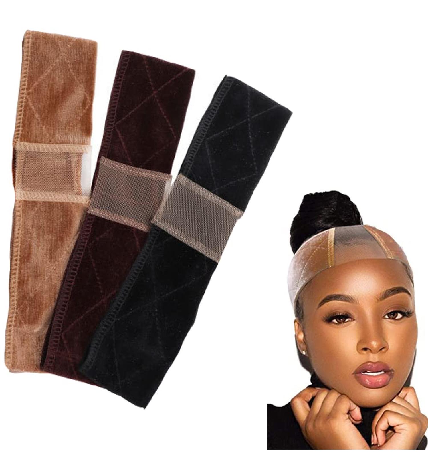 Velvet Wig Headband - Adjustable Slide-Resistant Comfort Grip | Dark Brown Brown & Black - Buy Online on GoSupps.com