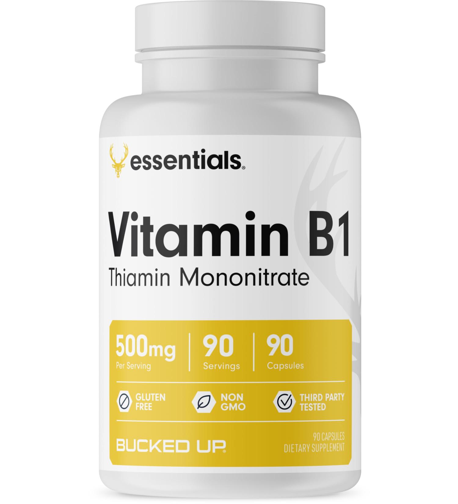 Bucked Up Vitamin B1 500mg Capsules Essentials (90 Servings) - Buy Online on GoSupps.com